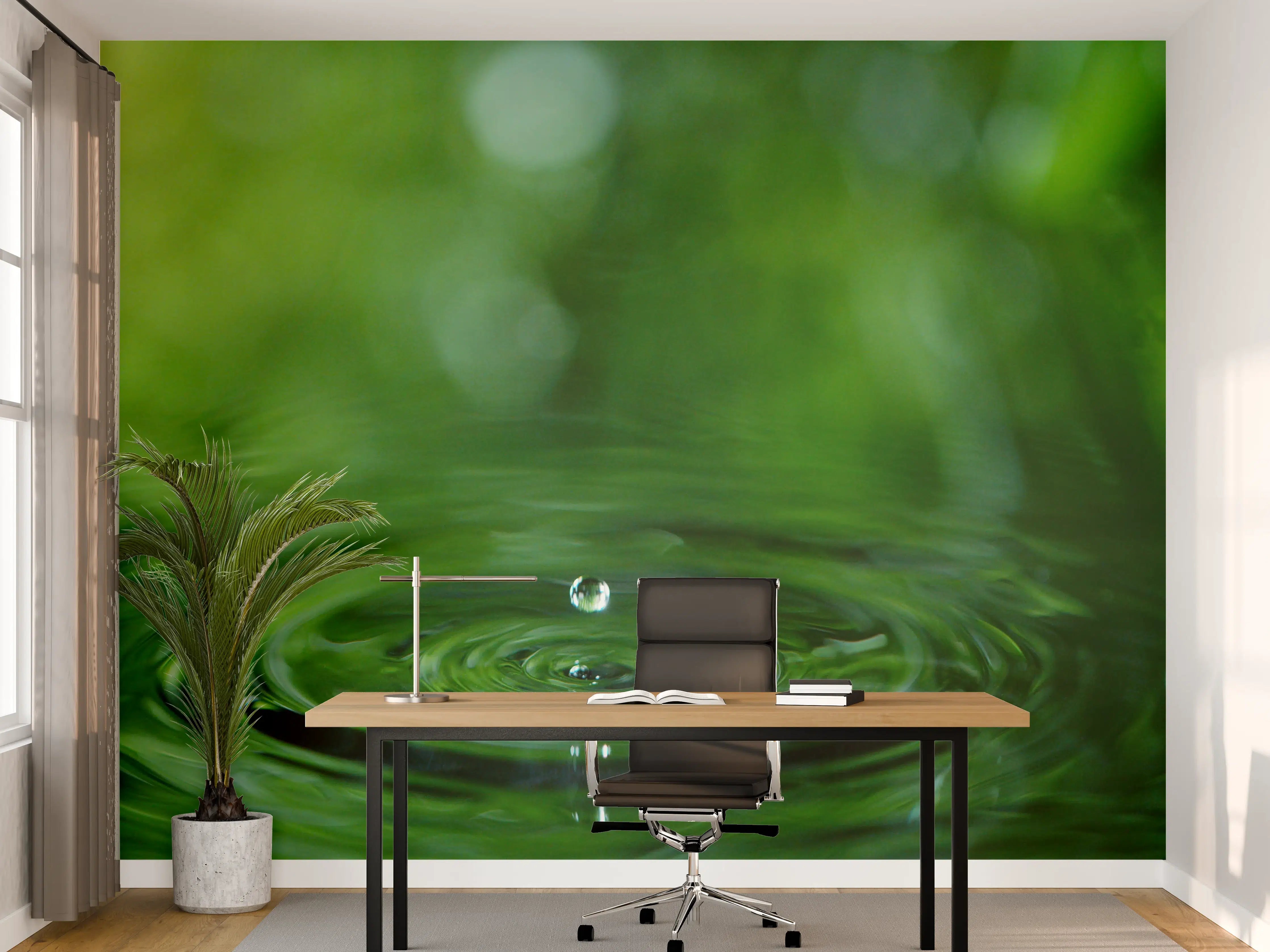 Büro Wandgestaltung - Grünes Wasser mit Tropfen-Details