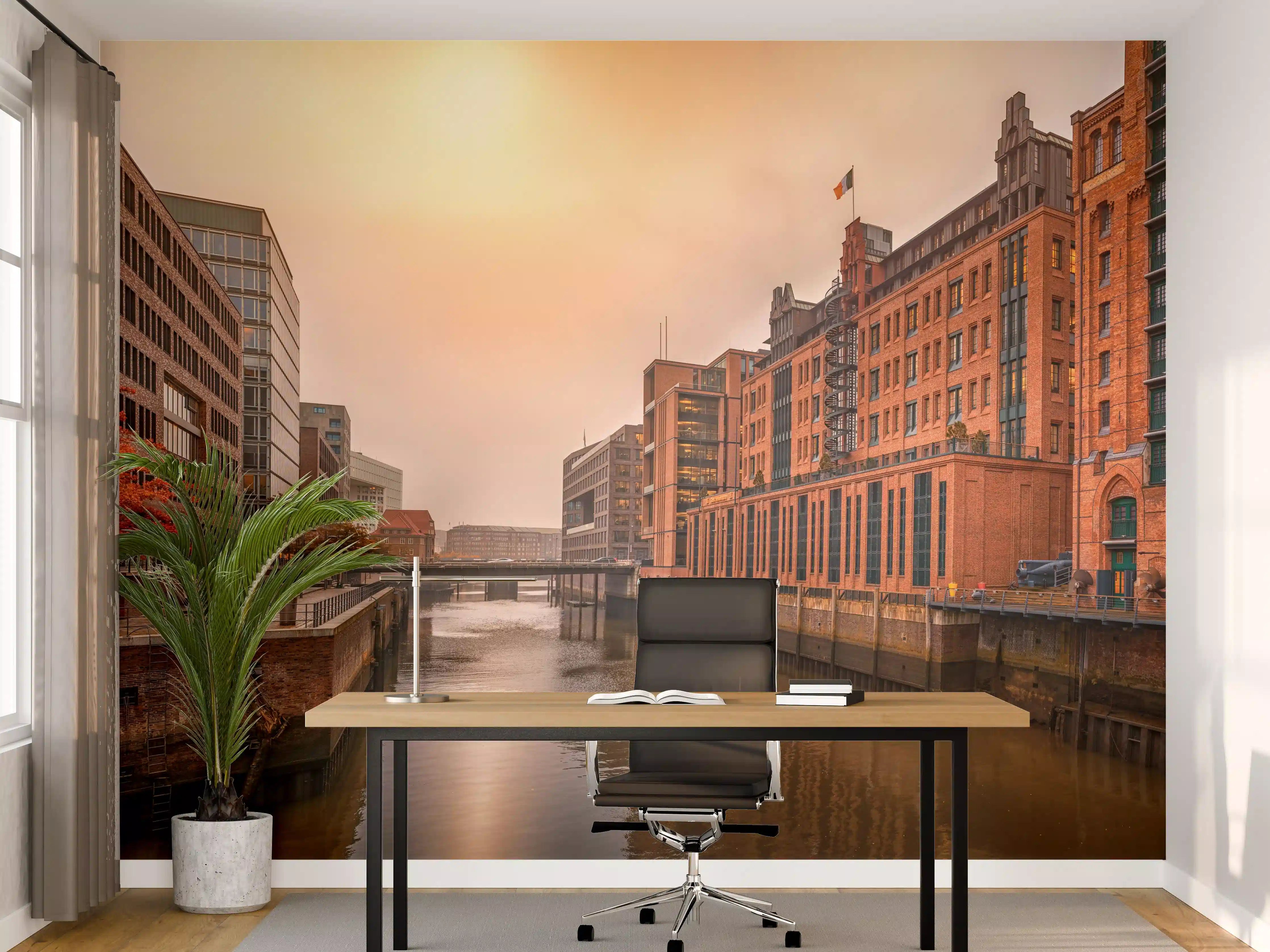 Büro Wandgestaltung - Hamburg bei Sonnenuntergang