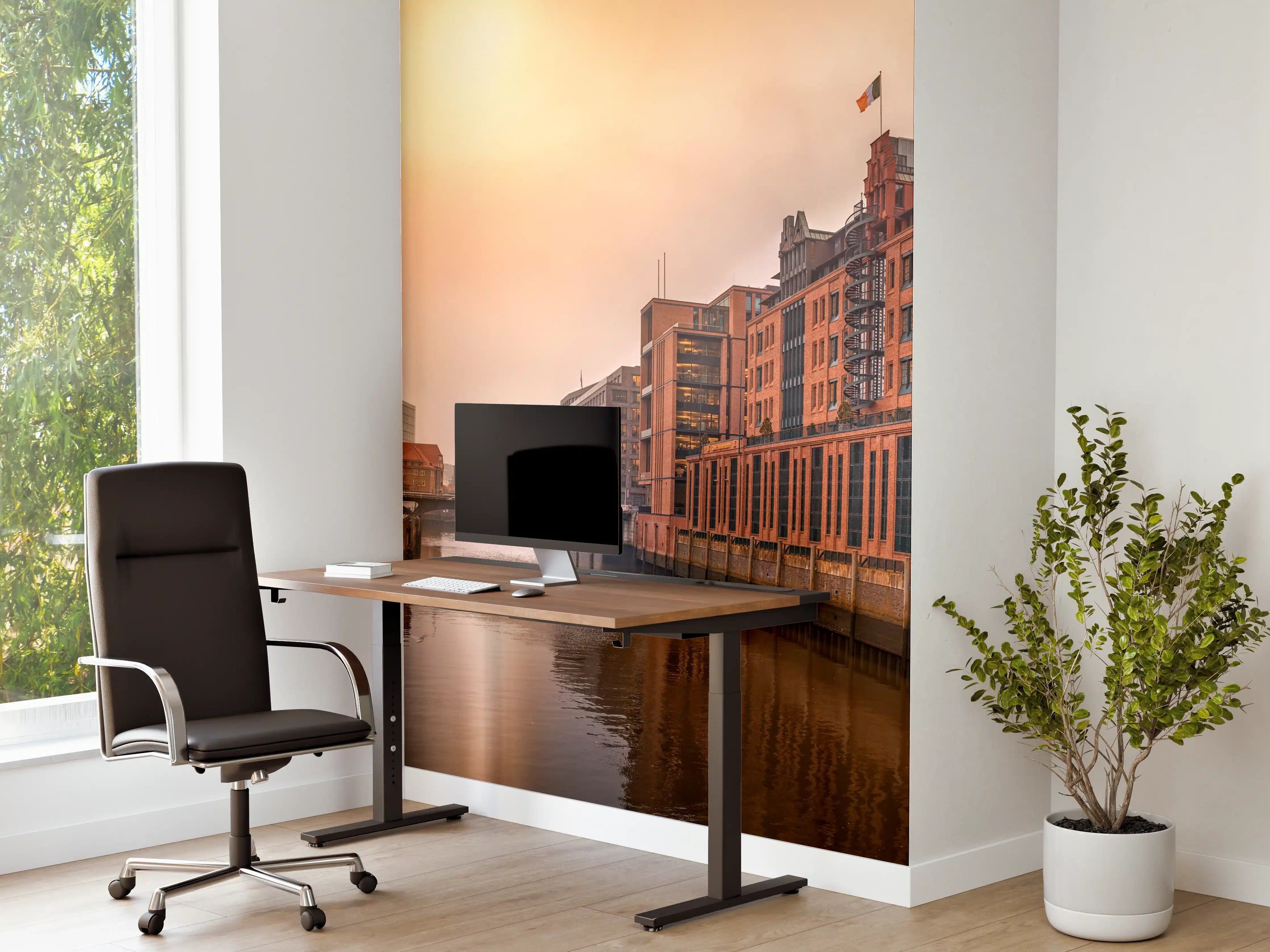 Büro Wandgestaltung - Hamburg bei Sonnenuntergang
