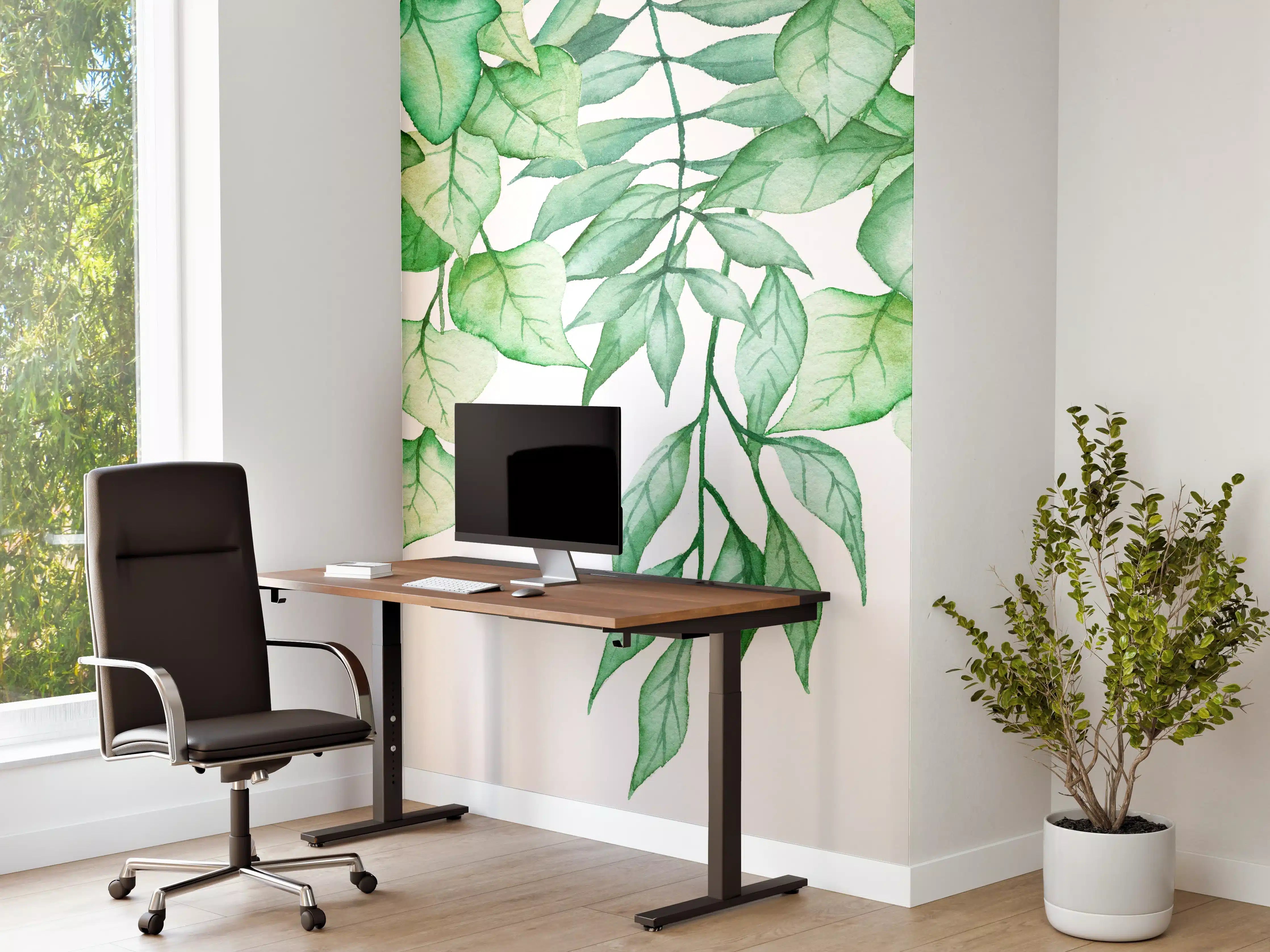 Büro Wandgestaltung - Handgezeichneten Aquarellblättern und Efeu