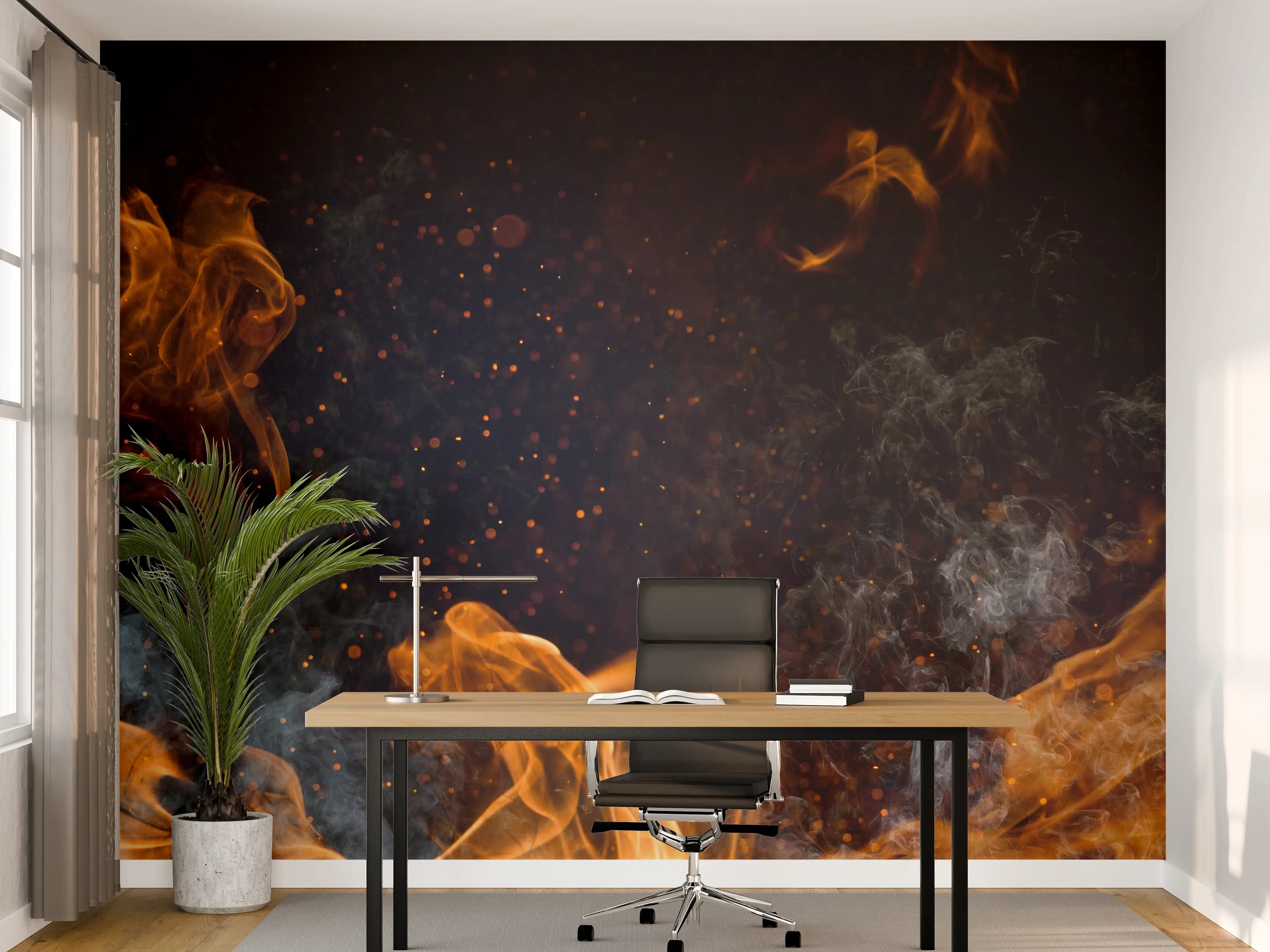 Büro Wandgestaltung - Heißes Lagerfeuer mit Rauch