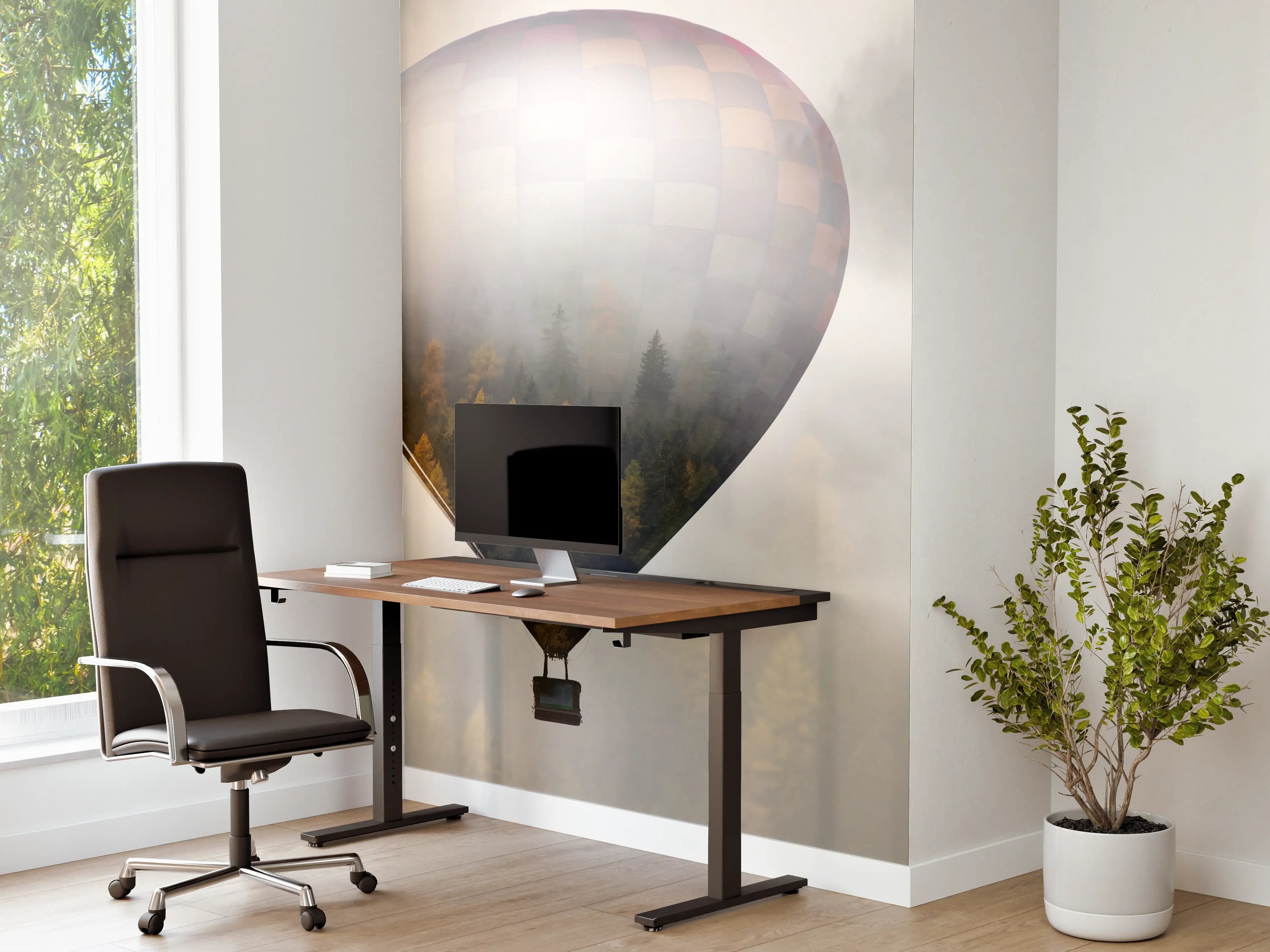 Büro Wandgestaltung - Heißluftballon - Spiegelung des Waldes
