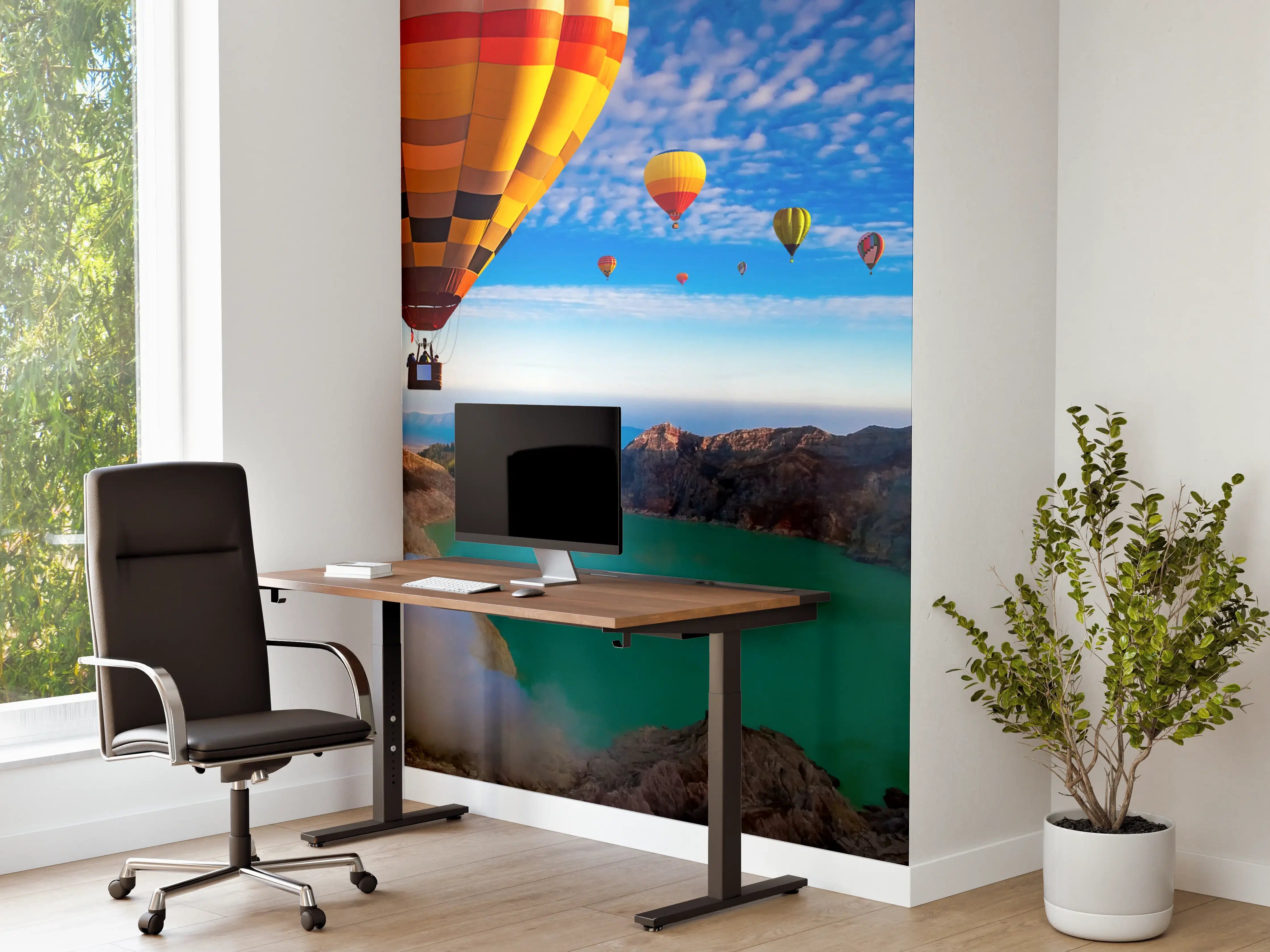 Büro Wandgestaltung - Heißluftballons über dem Krater Kawah Ijen