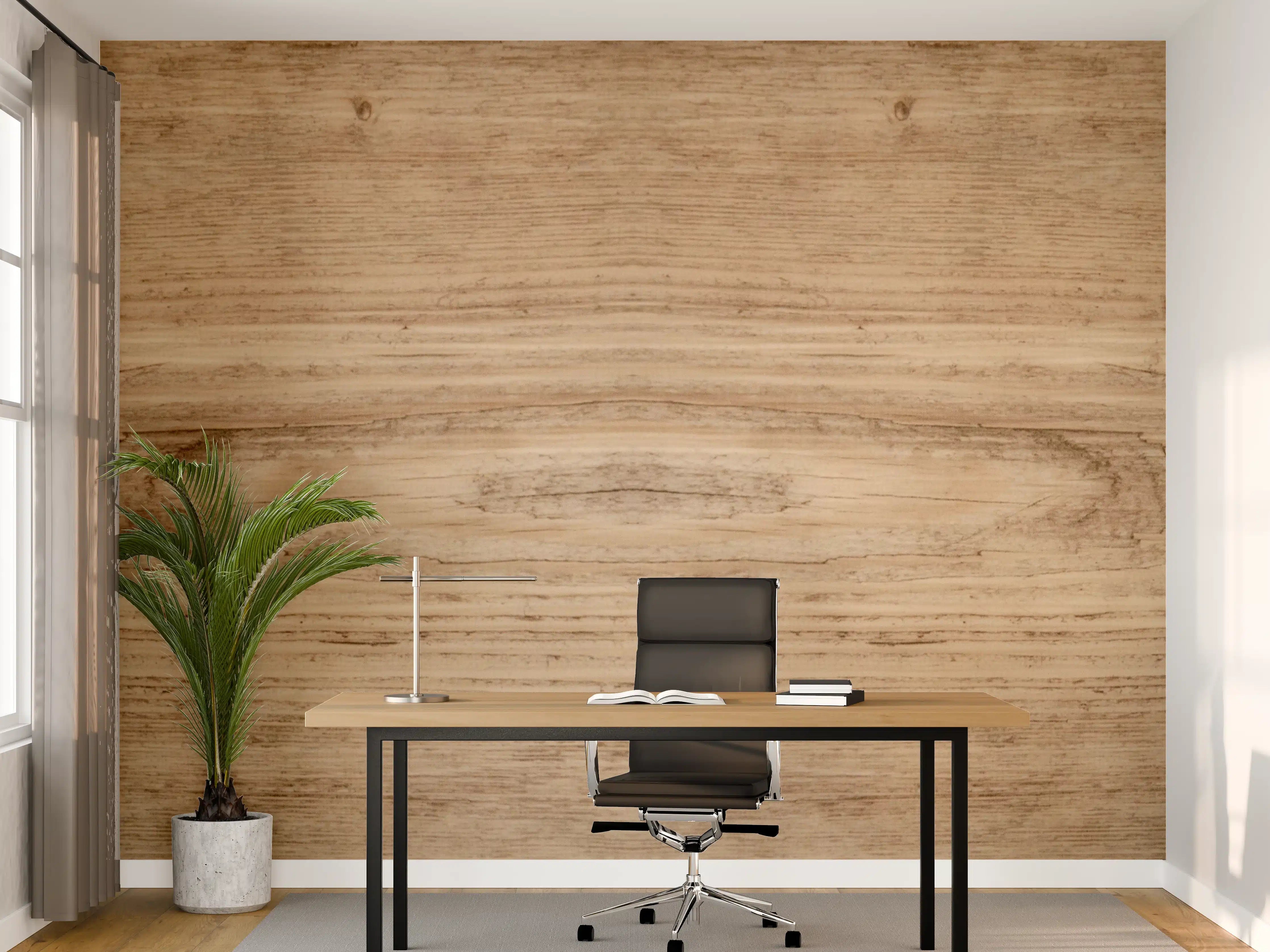 Büro Wandgestaltung - Hell-rustikale Holzplatte