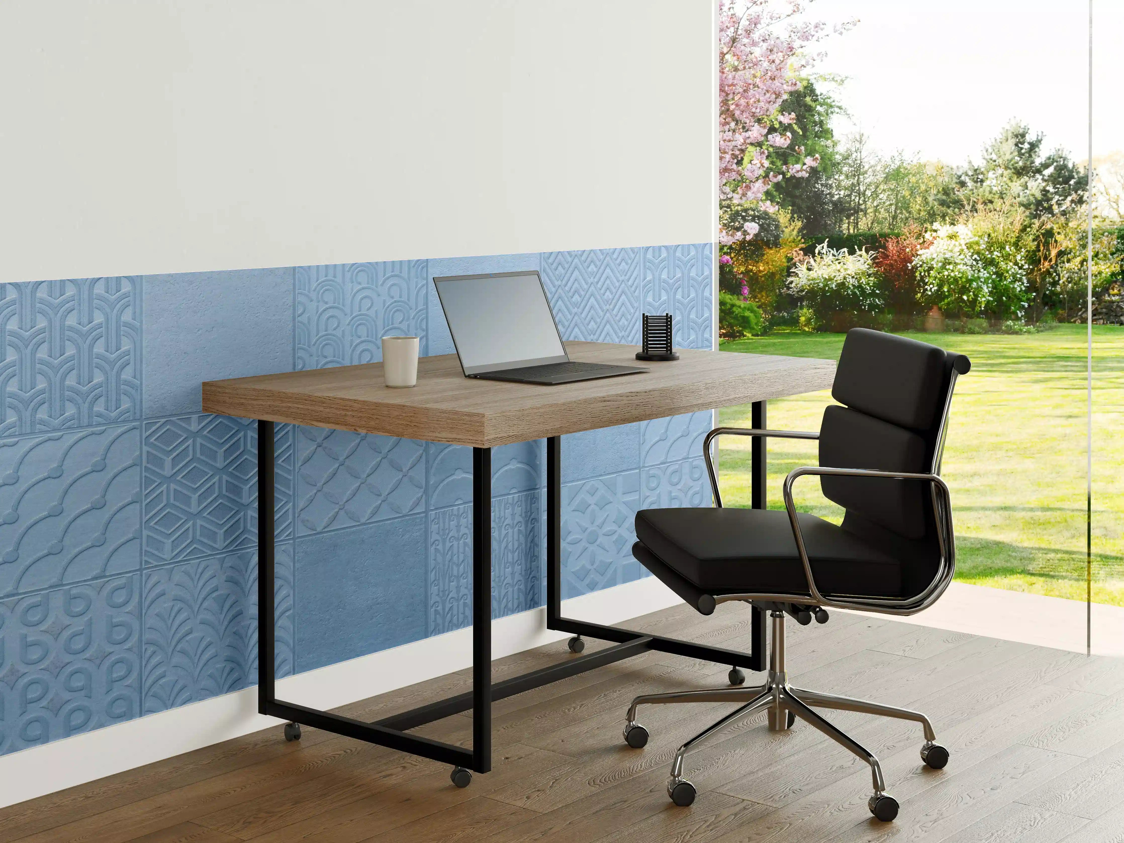 Büro Wandgestaltung - Hellblaue Fliesenmuster 