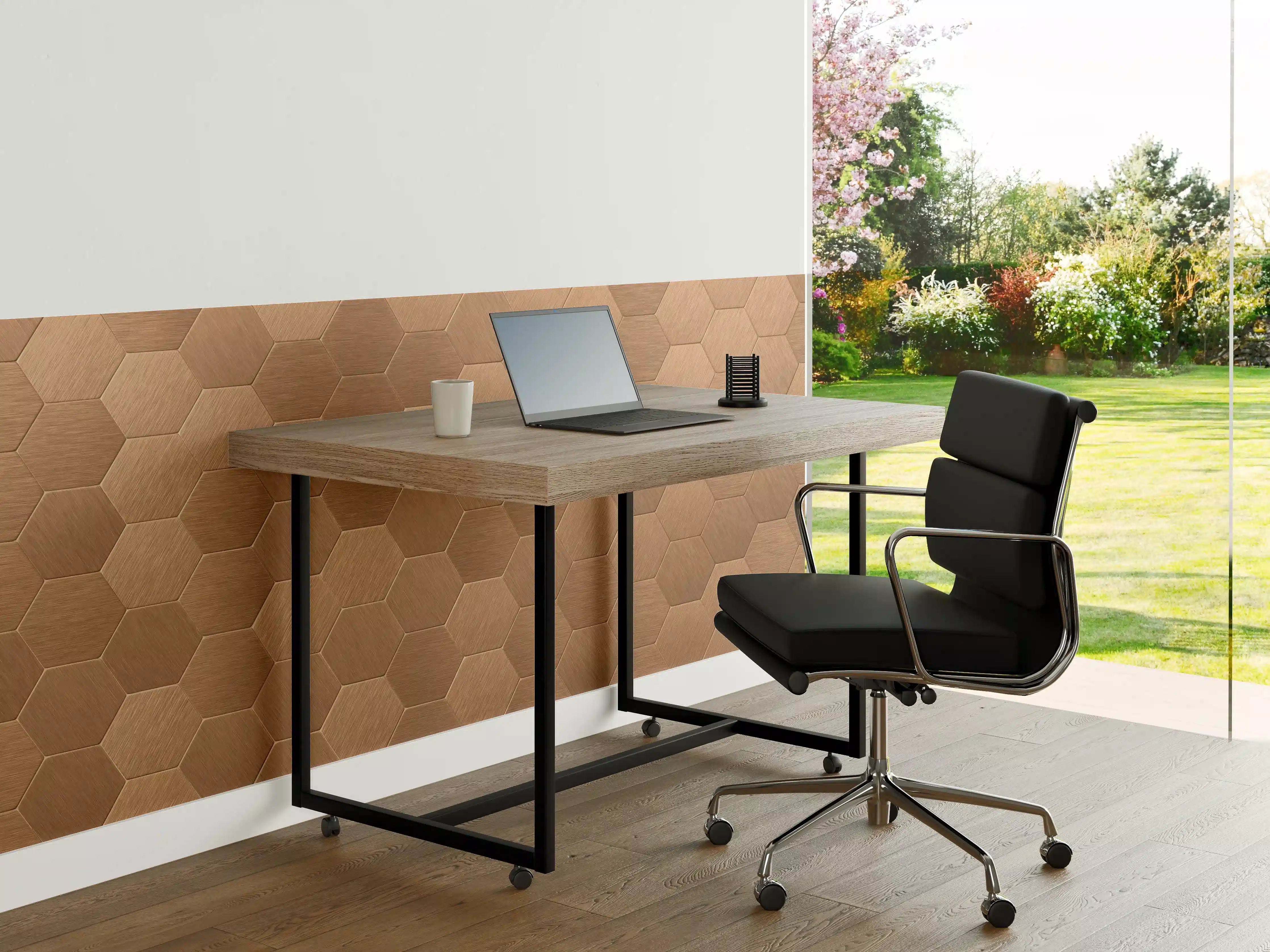 Büro Wandgestaltung - Hellbraune Hexagon-Musterwand