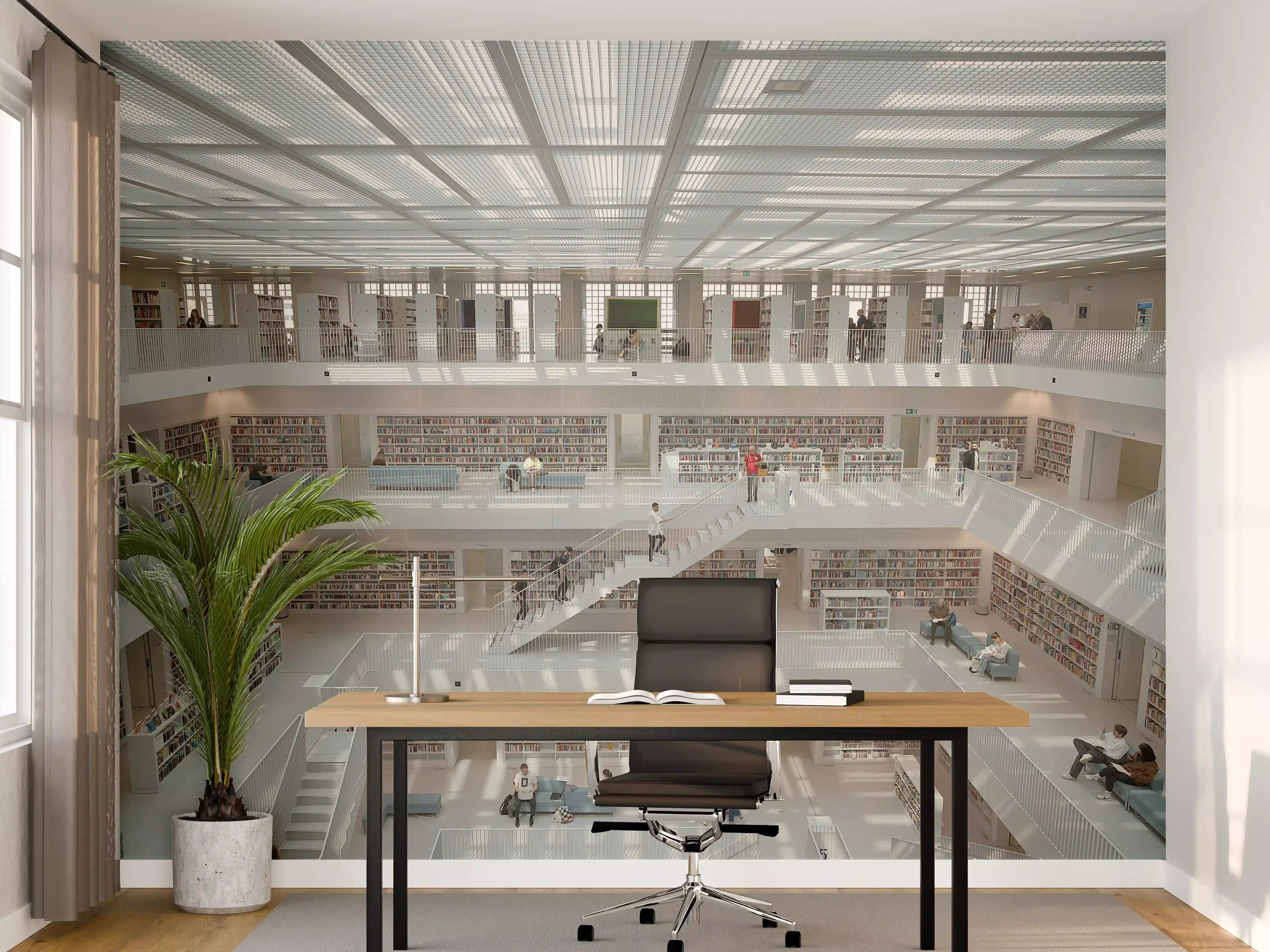 Büro Wandgestaltung - Helle Bibliothek in Stuttgart