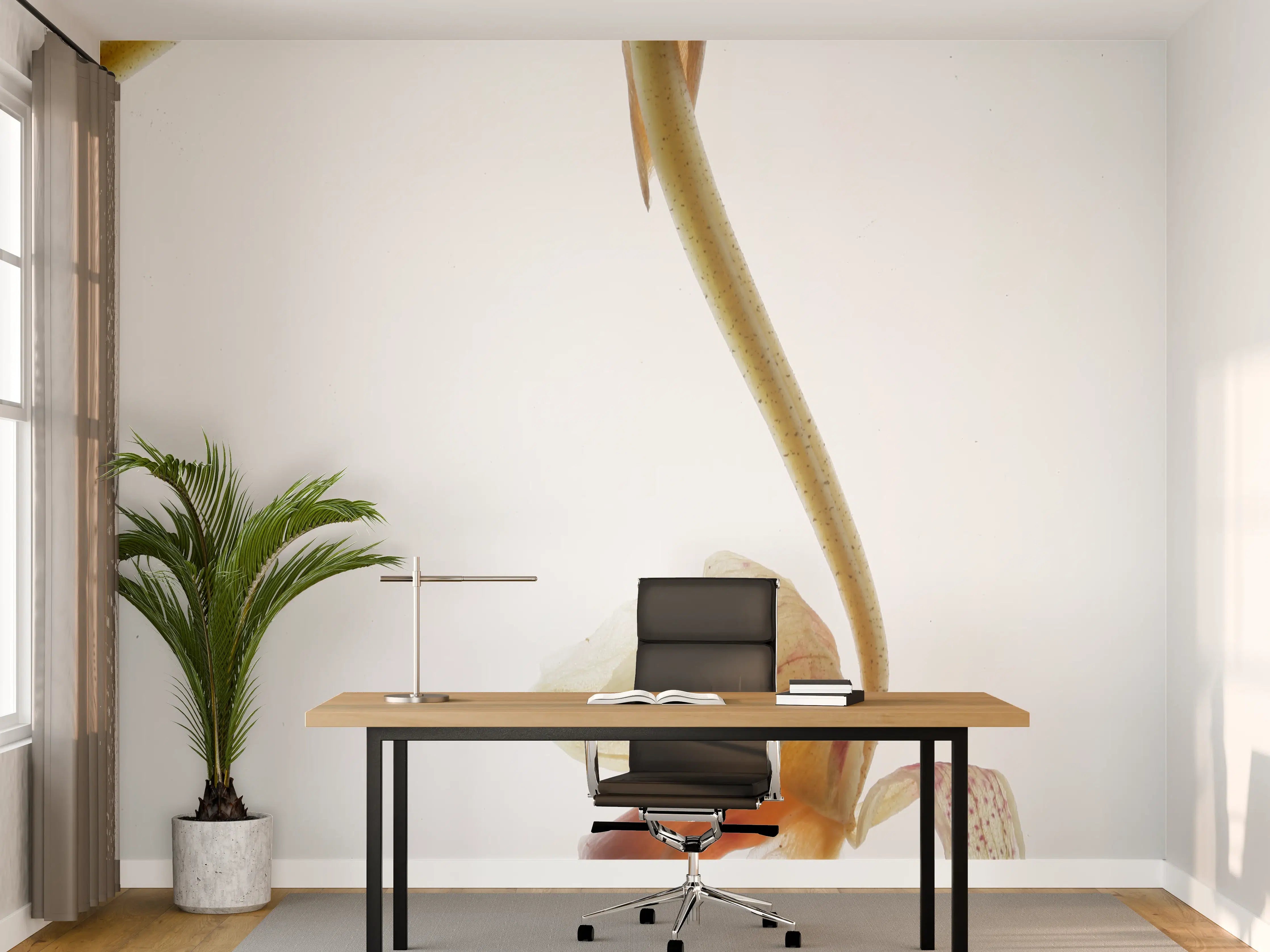 Büro Wandgestaltung - Helle Blume - Nahaufnahme