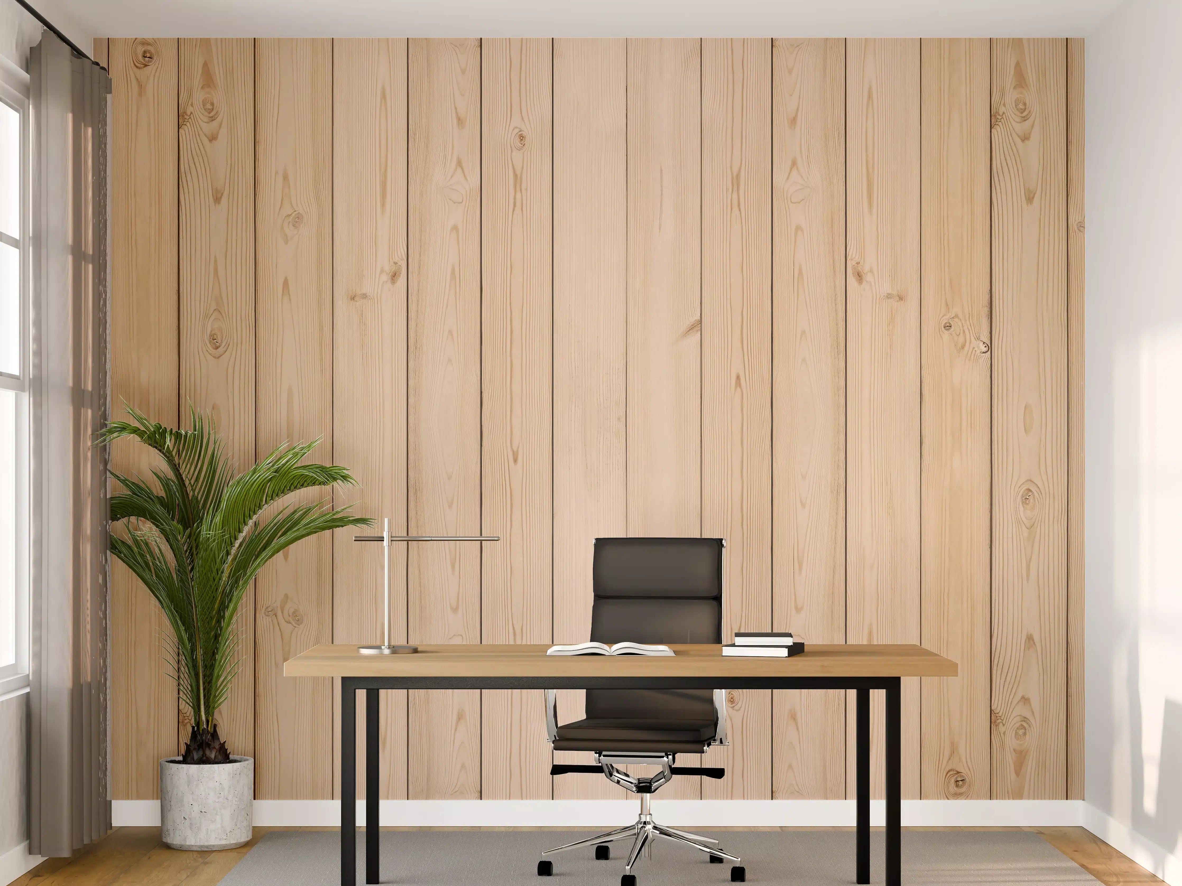 Büro Wandgestaltung - Helle Holzplanken 