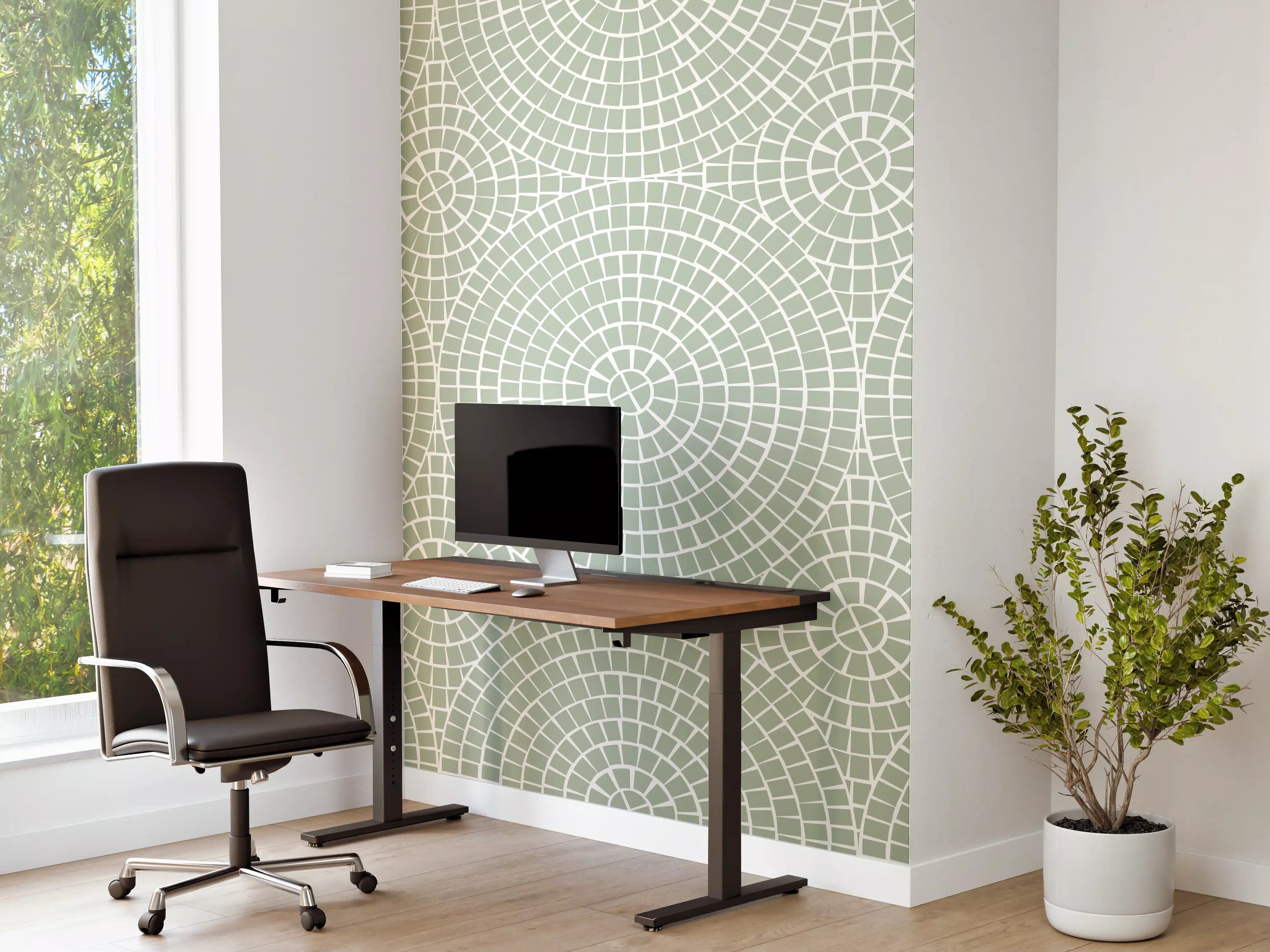 Büro Wandgestaltung - Helle Salvia-Mosaik-Optik