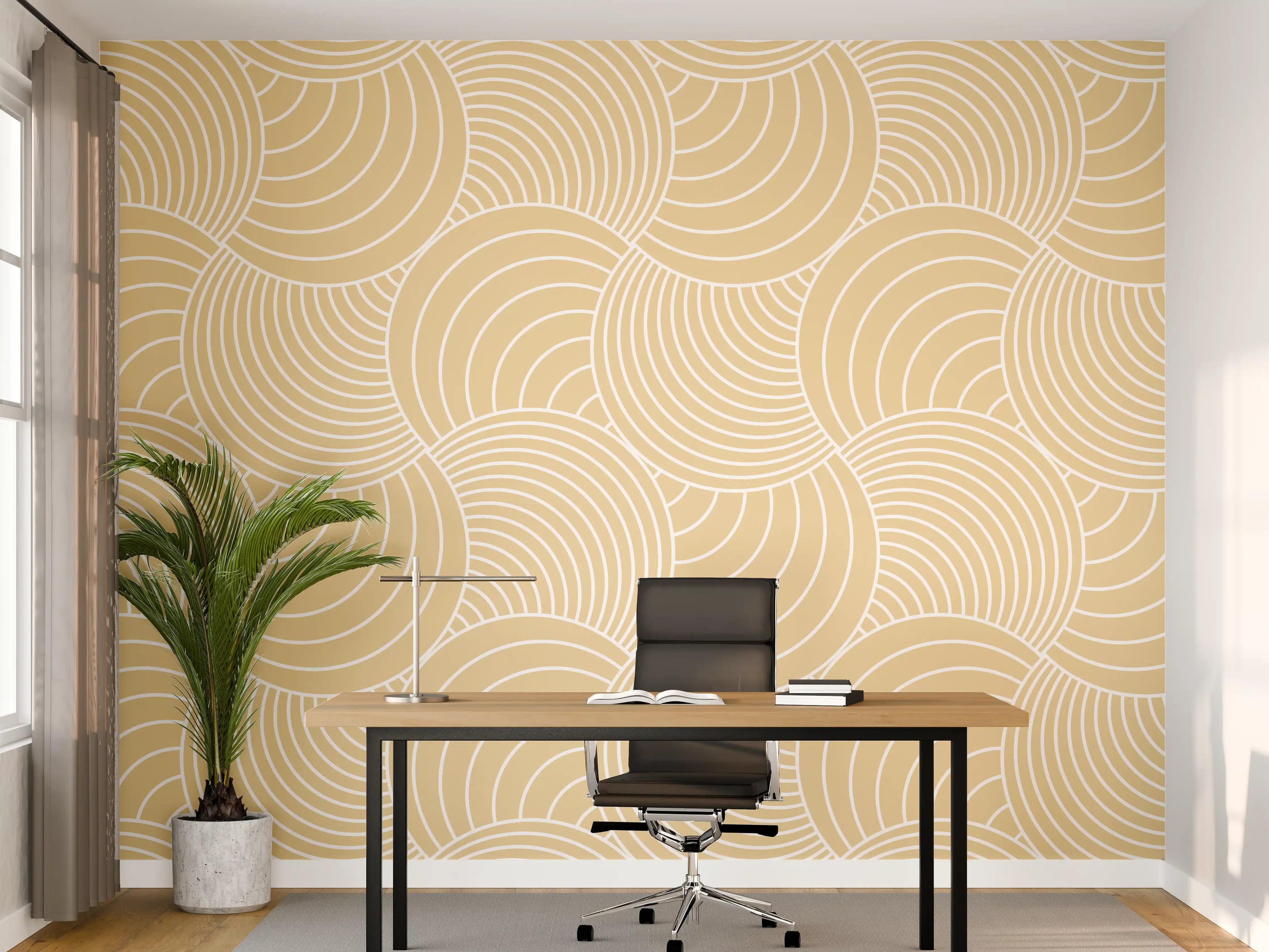 Büro Wandgestaltung - Helle Wellen in Sandfarbe
