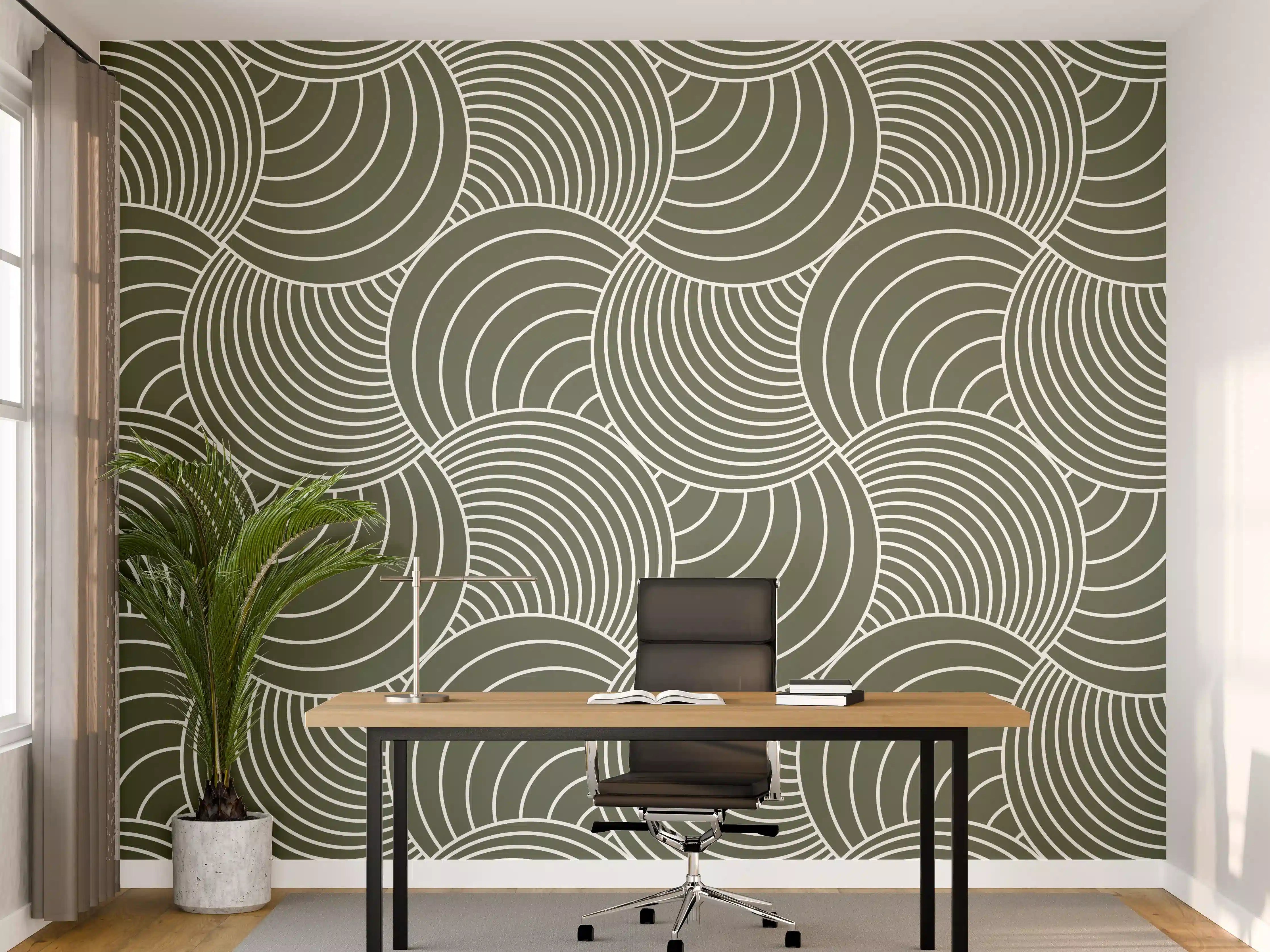 Büro Wandgestaltung - Helle Wellenmuster mit zarten Grautönen