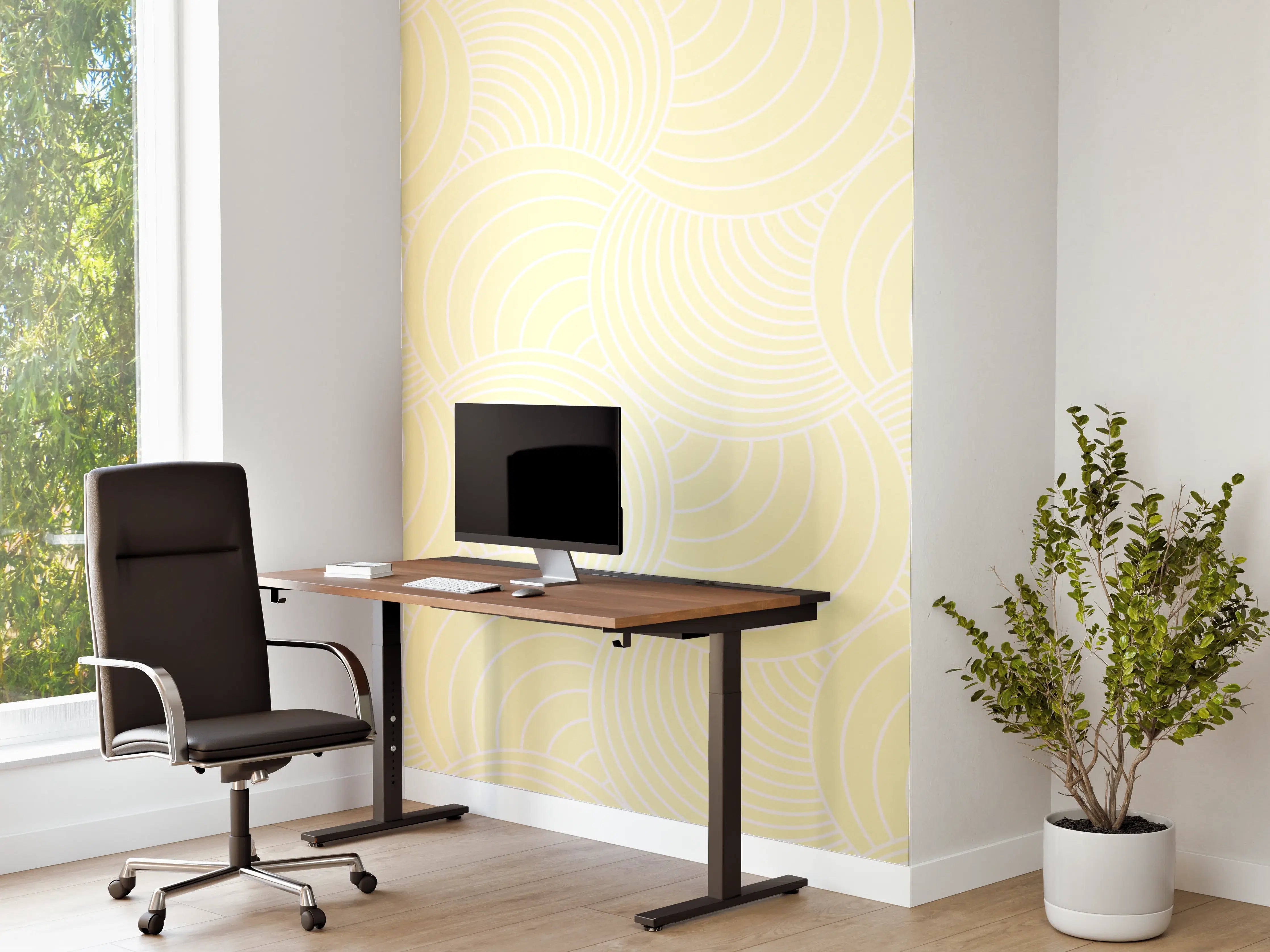 Büro Wandgestaltung - Heller Limone-Crema-Fliesenblick