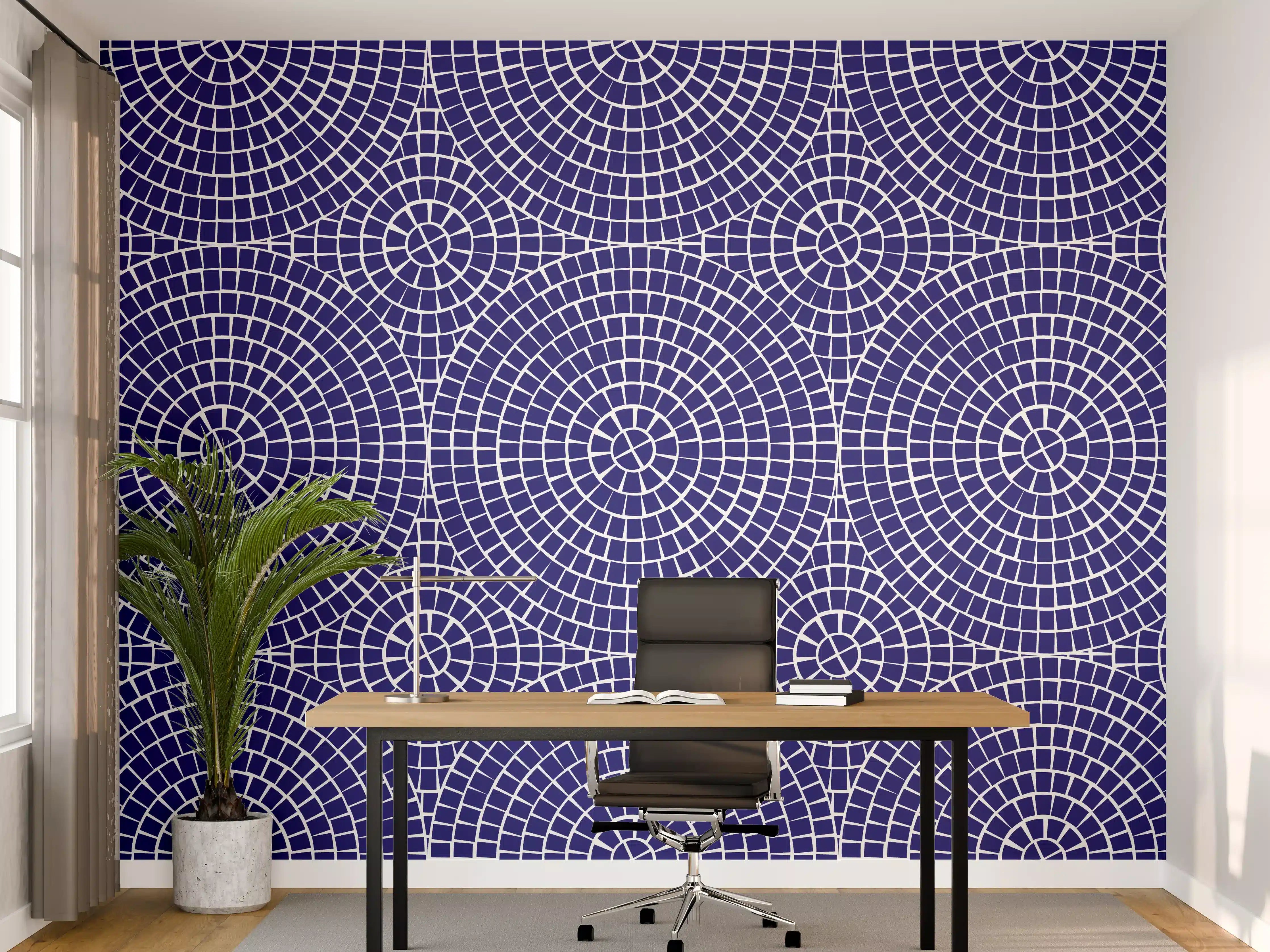 Büro Wandgestaltung - Heller Mosaik mit blauen und grauen Nuancen