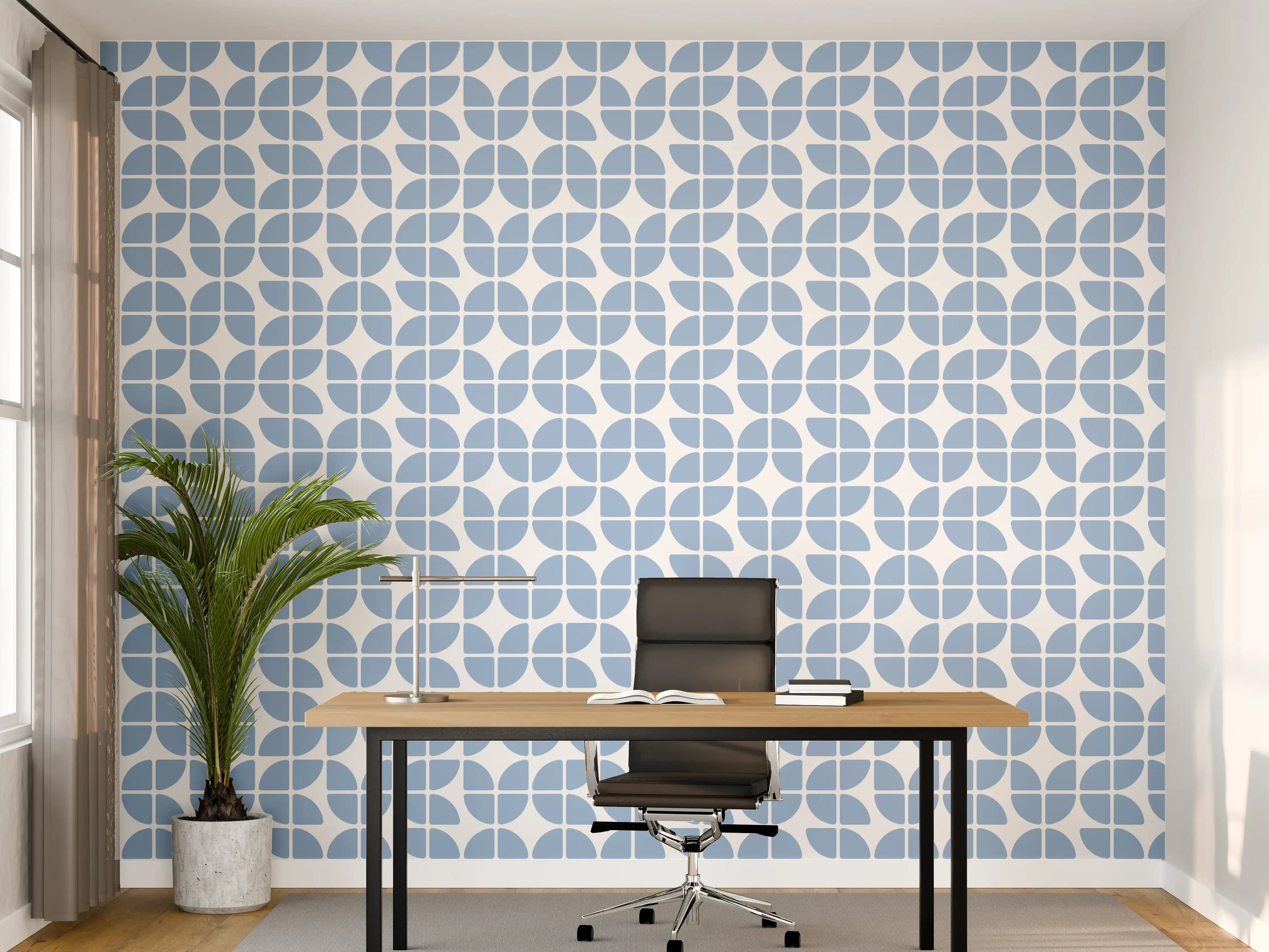 Büro Wandgestaltung - Helles Retro-Fliesenmuster in Türkis