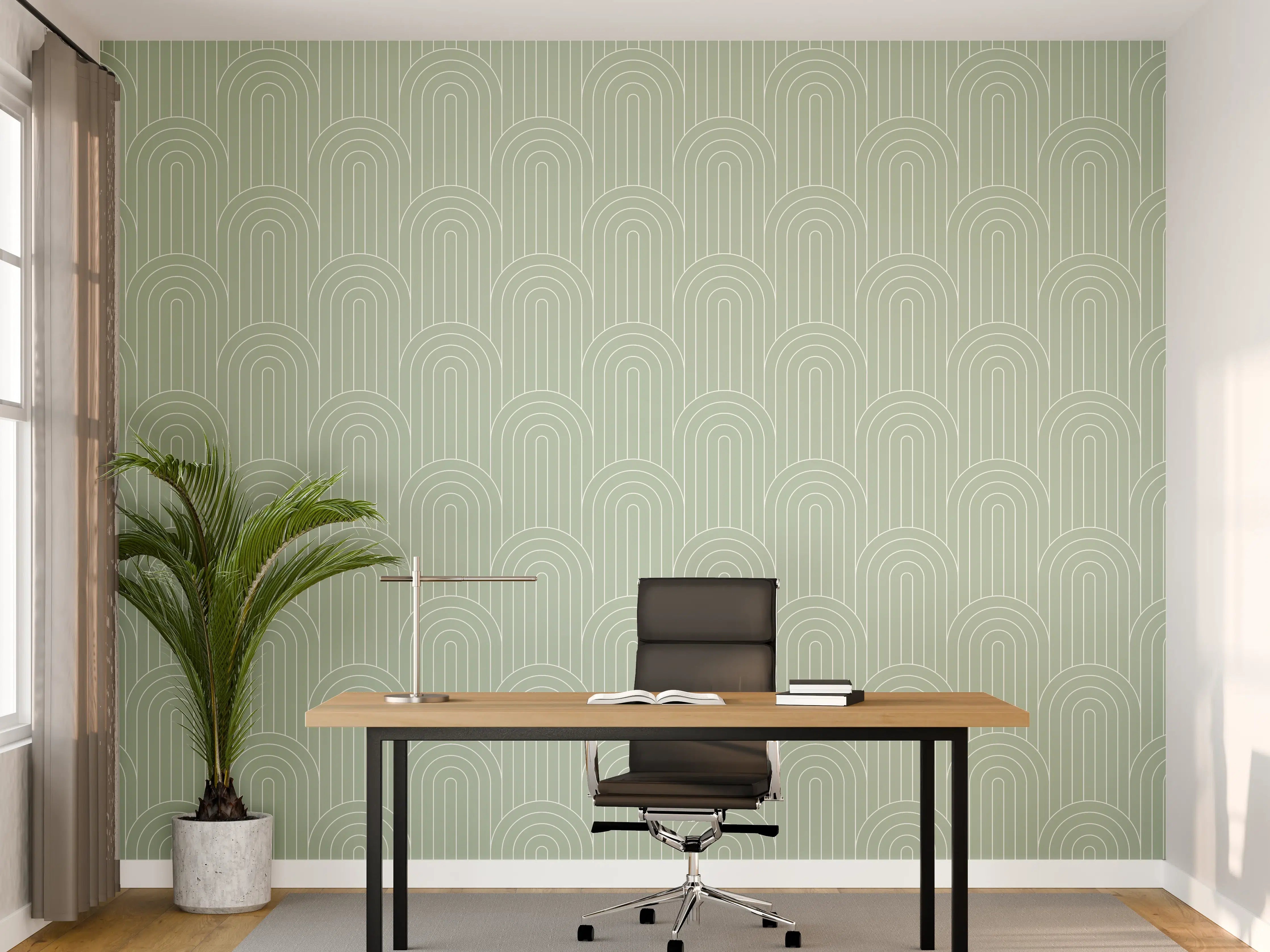 Büro Wandgestaltung - Helles Salvia-Design mit eleganten Arcaten