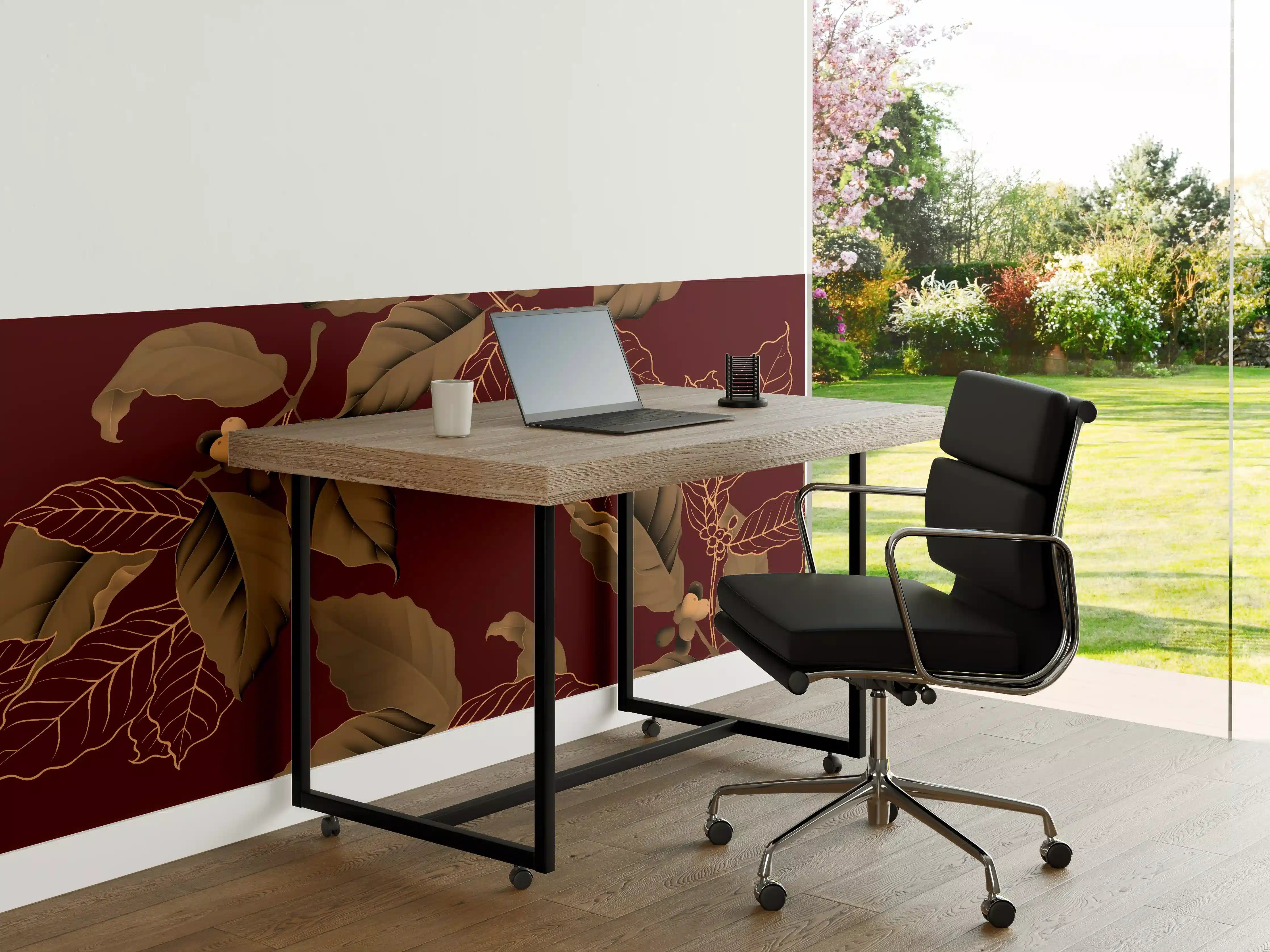 Büro Wandgestaltung - Herbstlaub Rot-Gold Muster