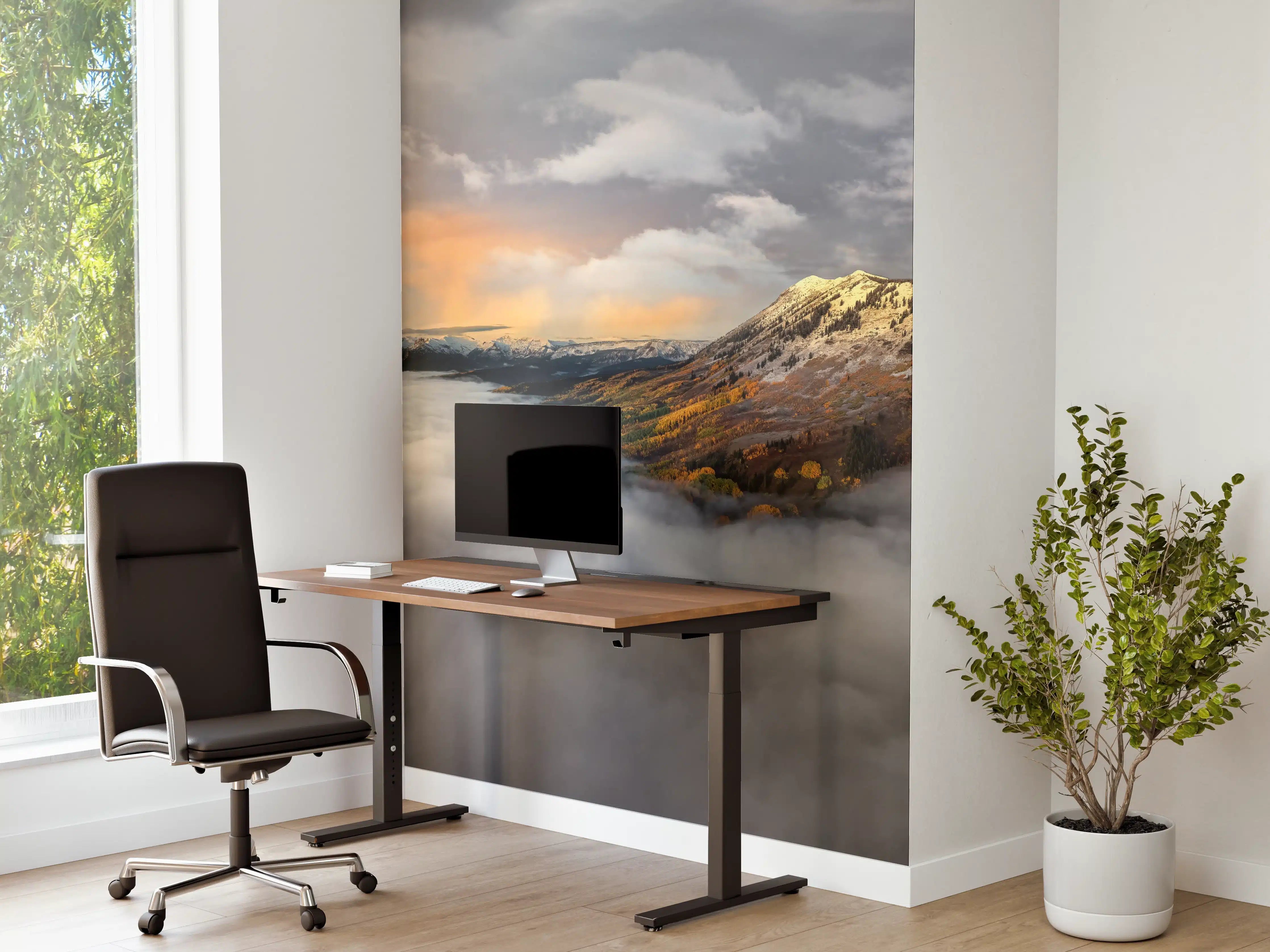 Büro Wandgestaltung - Herbstliche Berglandschaft Nebel