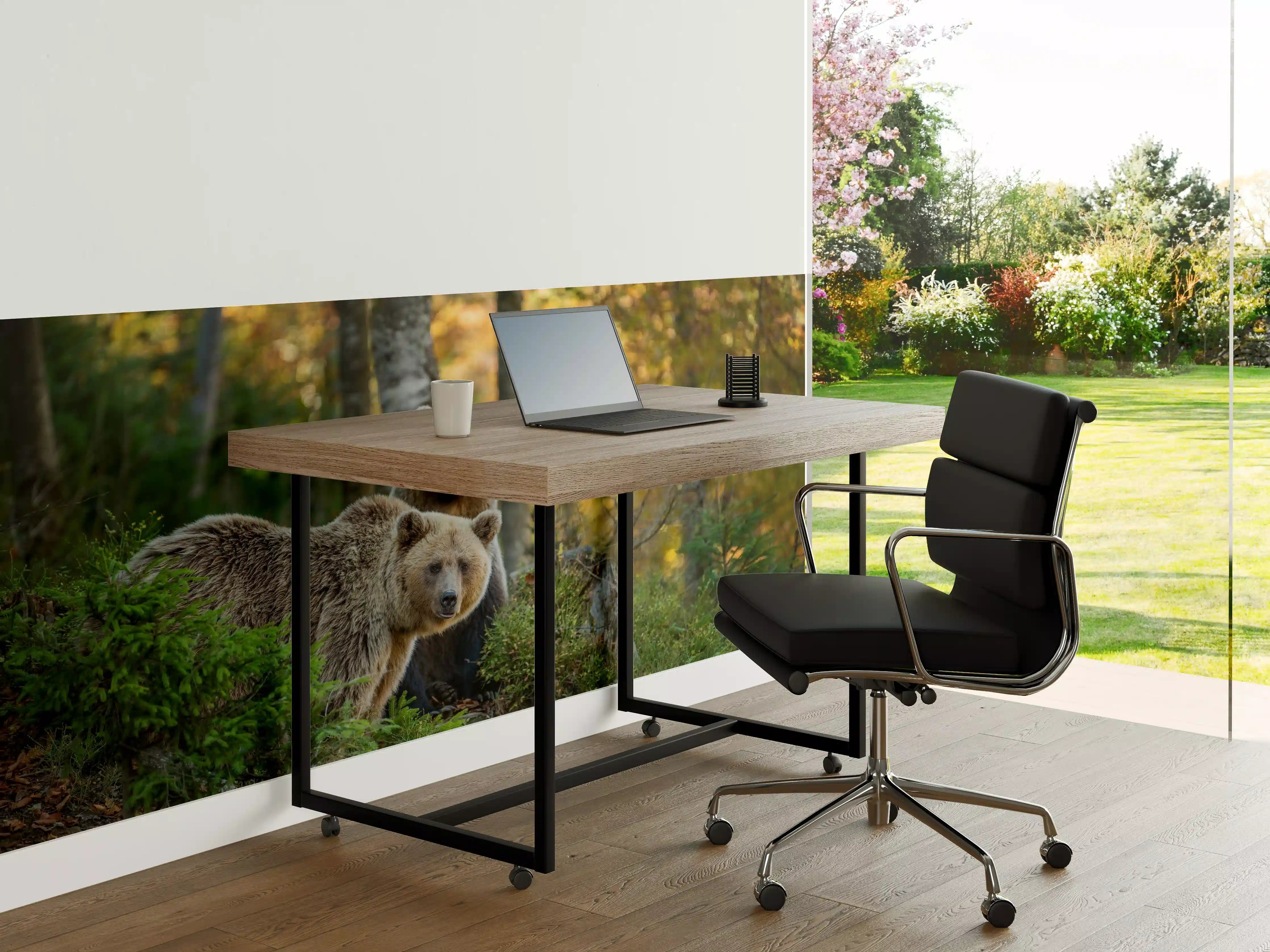 Büro Wandgestaltung - Herbstlicher Braunbär im Wald