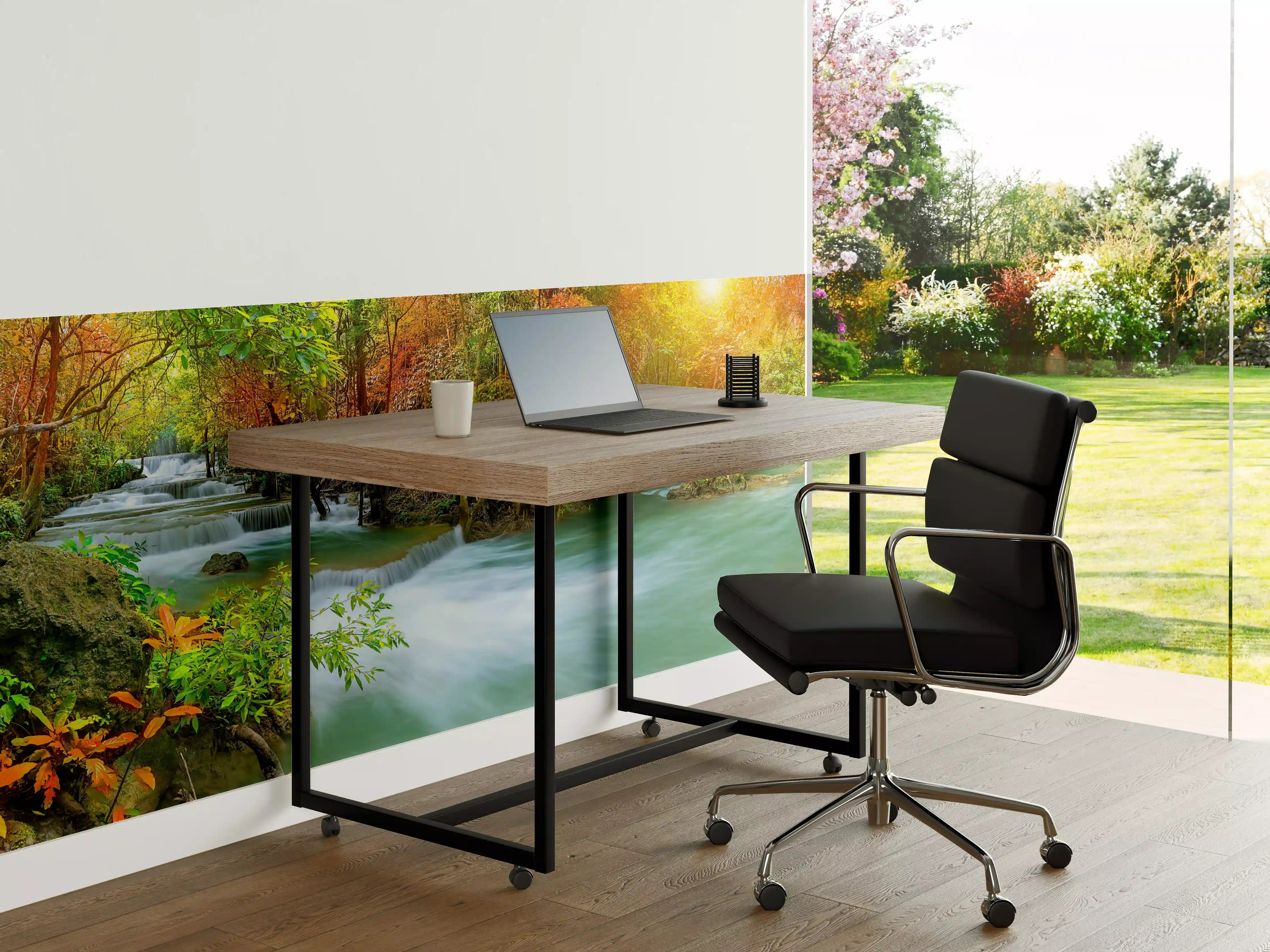 Büro Wandgestaltung - Herbstlicher Türkis-Wasserfall