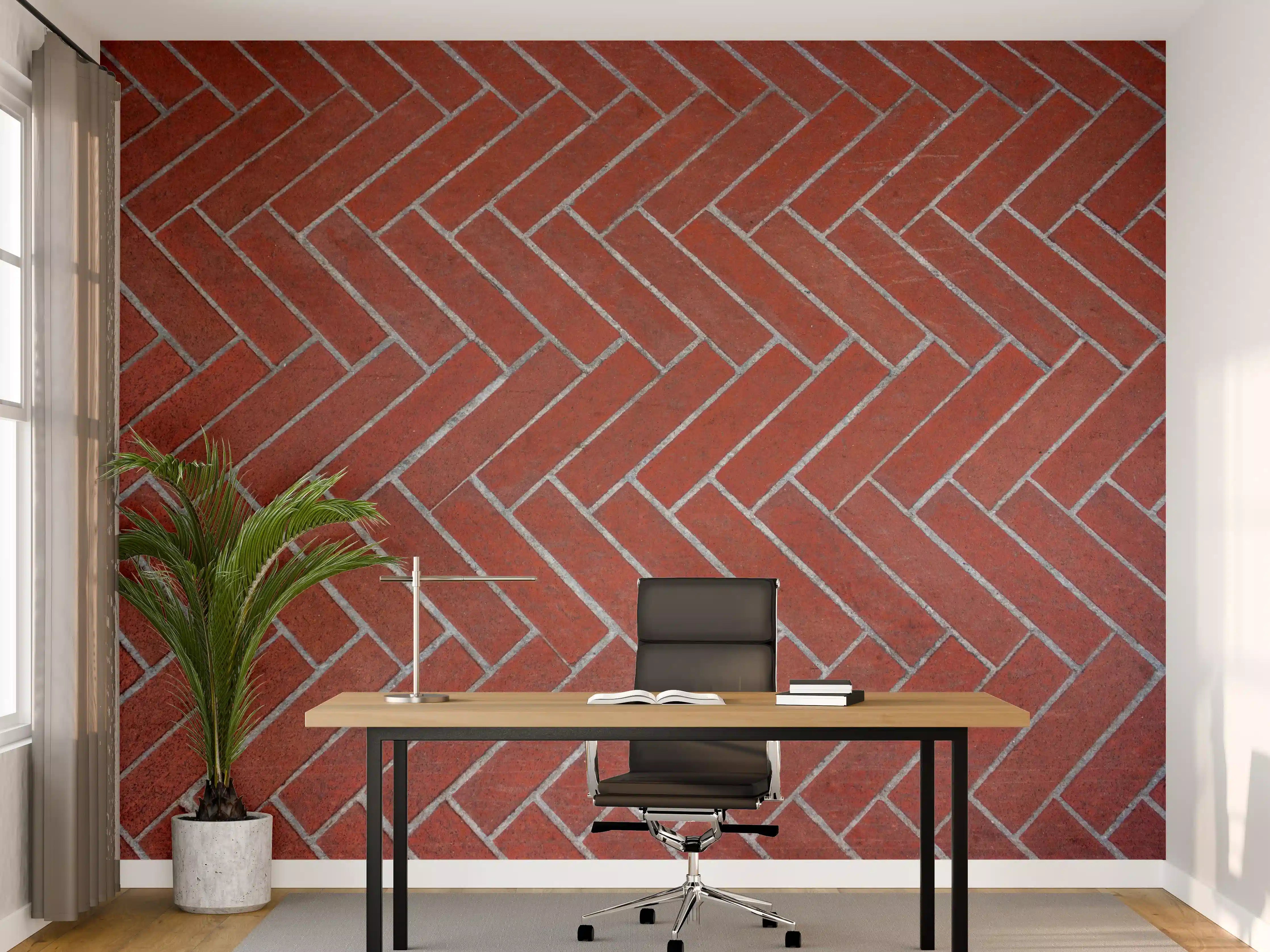 Büro Wandgestaltung - Herringbone Red Brick Pavers