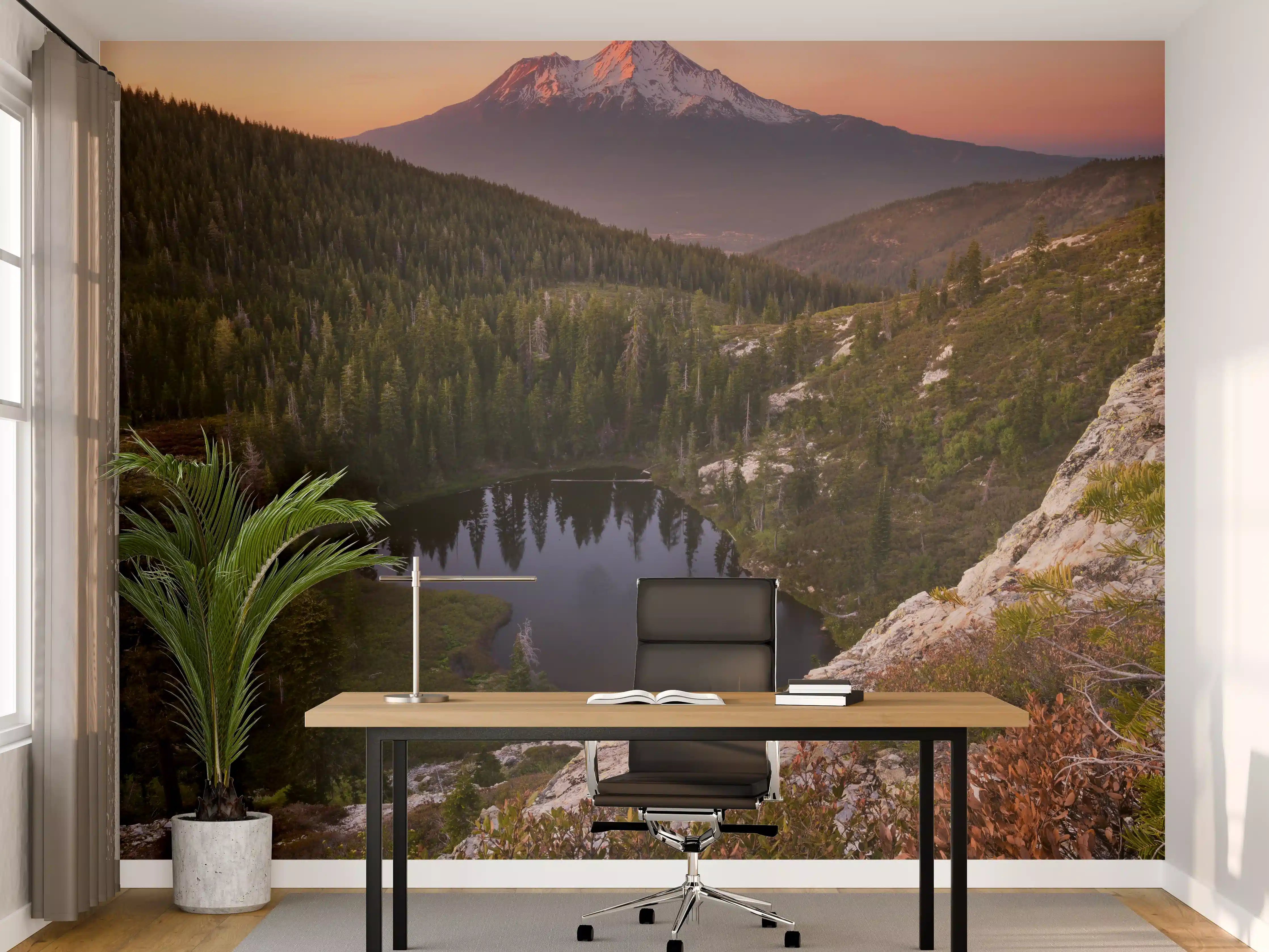 Büro Wandgestaltung - Herzsee Bergdämmerung