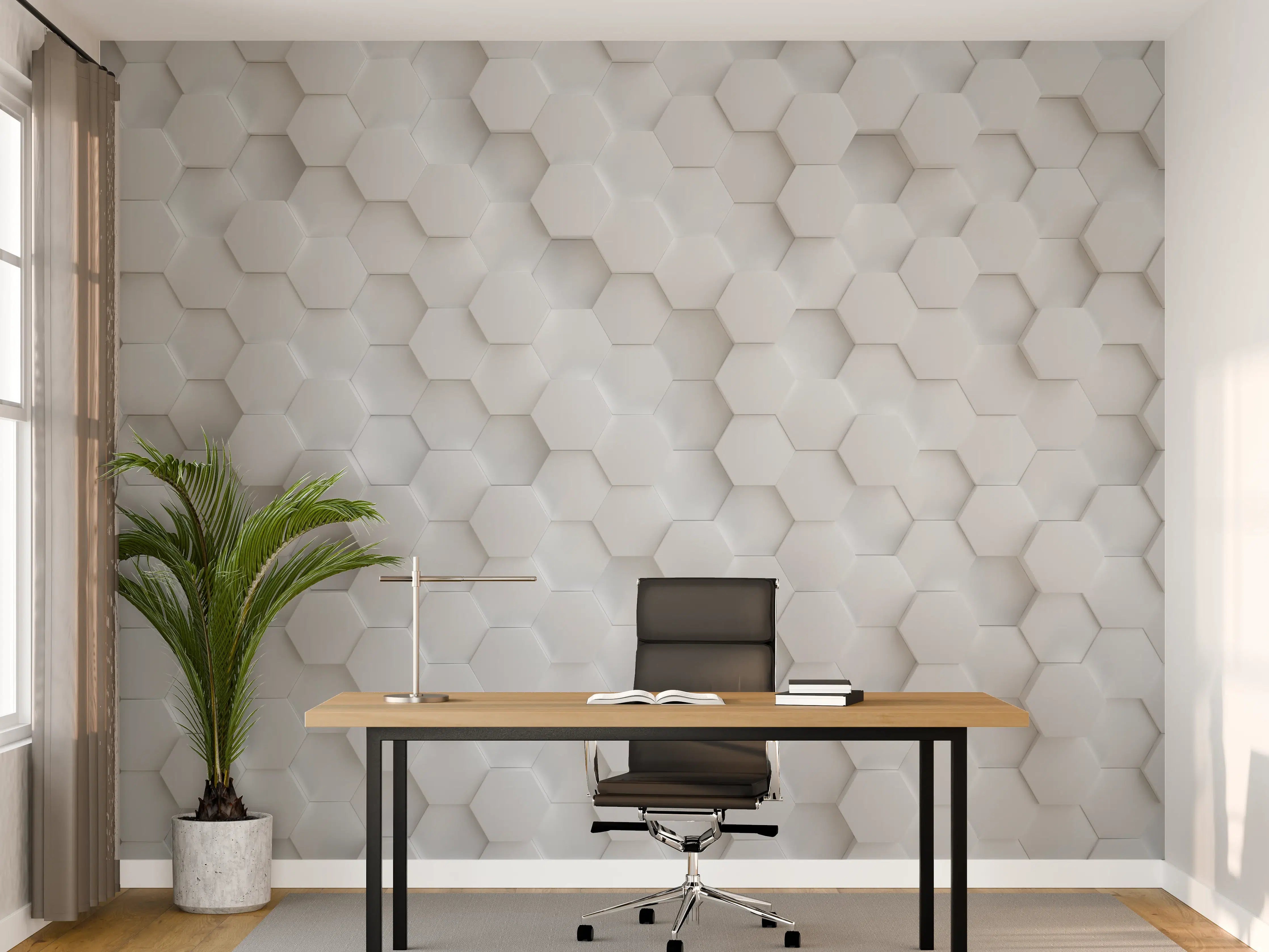 Büro Wandgestaltung - Hexagonale Hellgrau-Weiß Textur