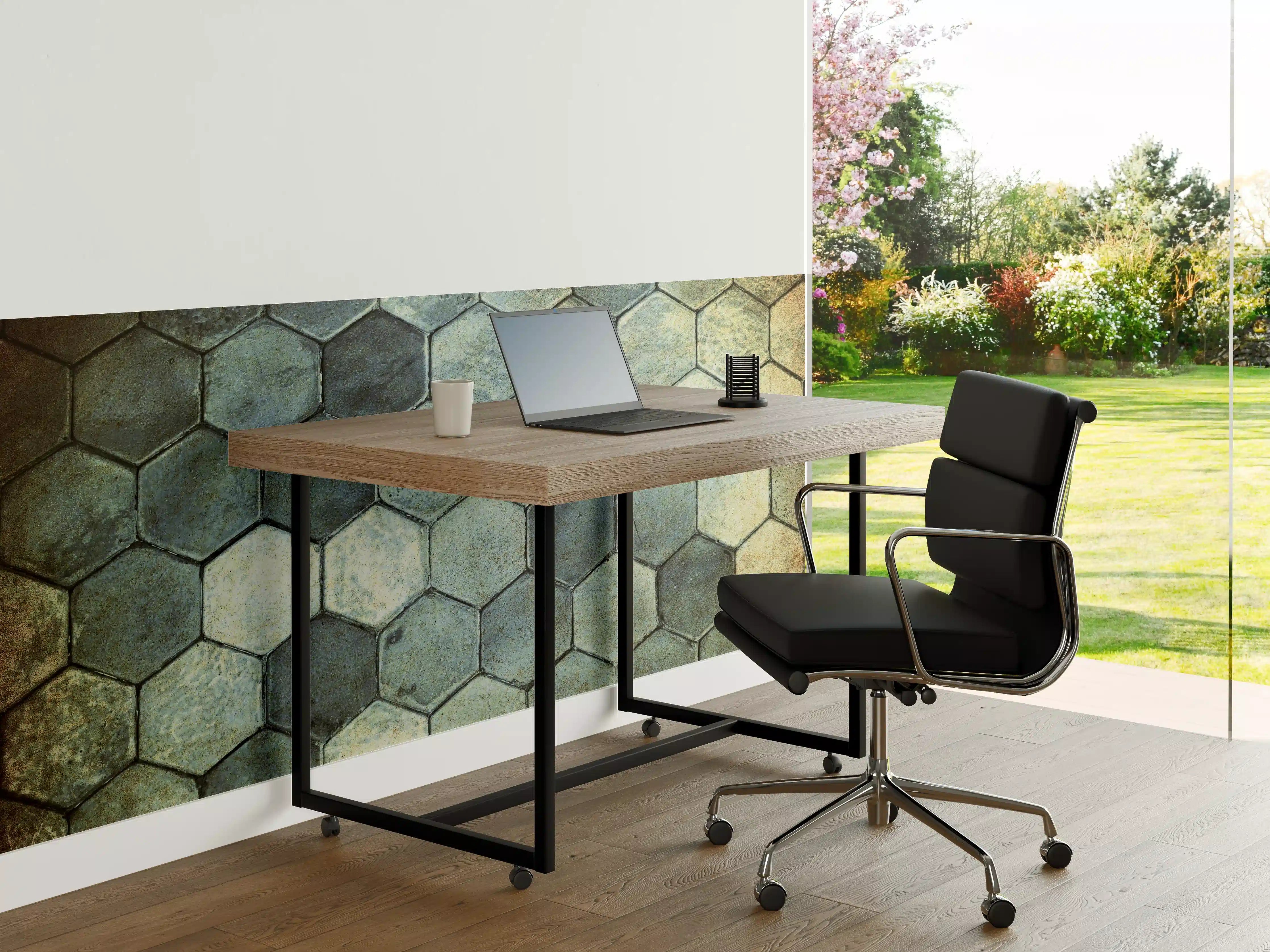 Büro Wandgestaltung - Hexagonale Ziegelmuster mit vintage Patina
