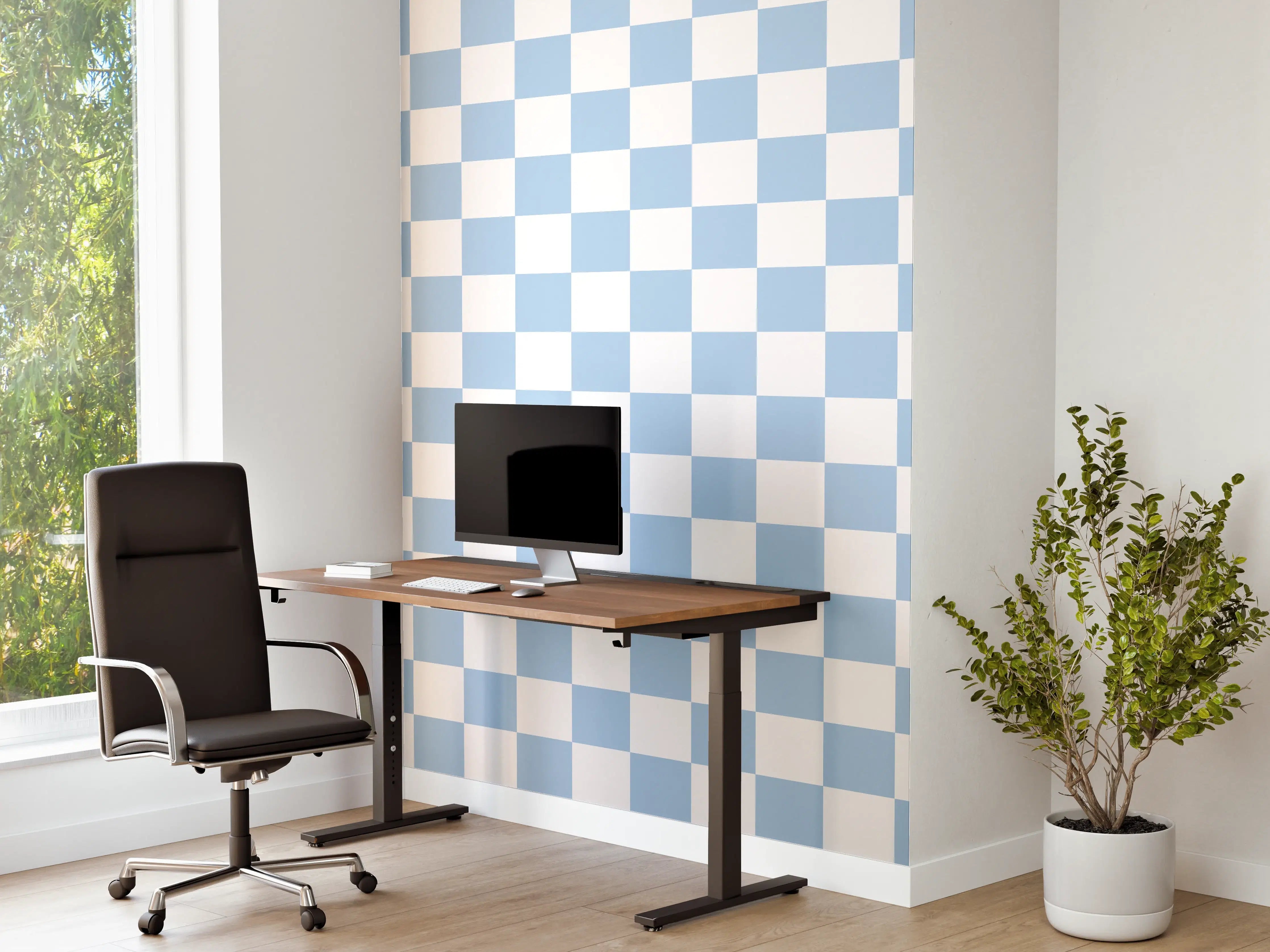 Büro Wandgestaltung - Himmelblau-Graue Fliesen