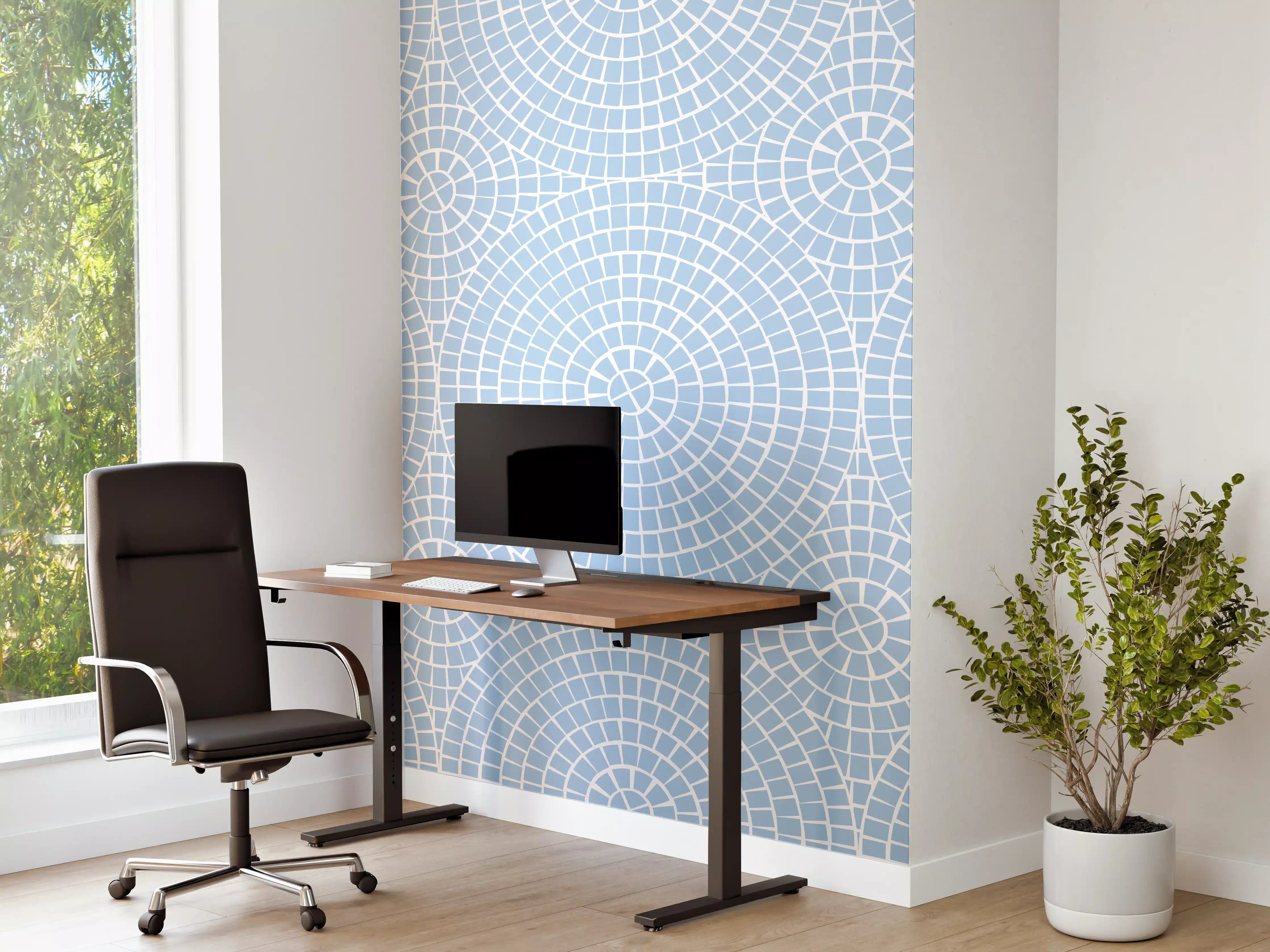 Büro Wandgestaltung - Himmelblaue Fliesen mit Mosaik-Design