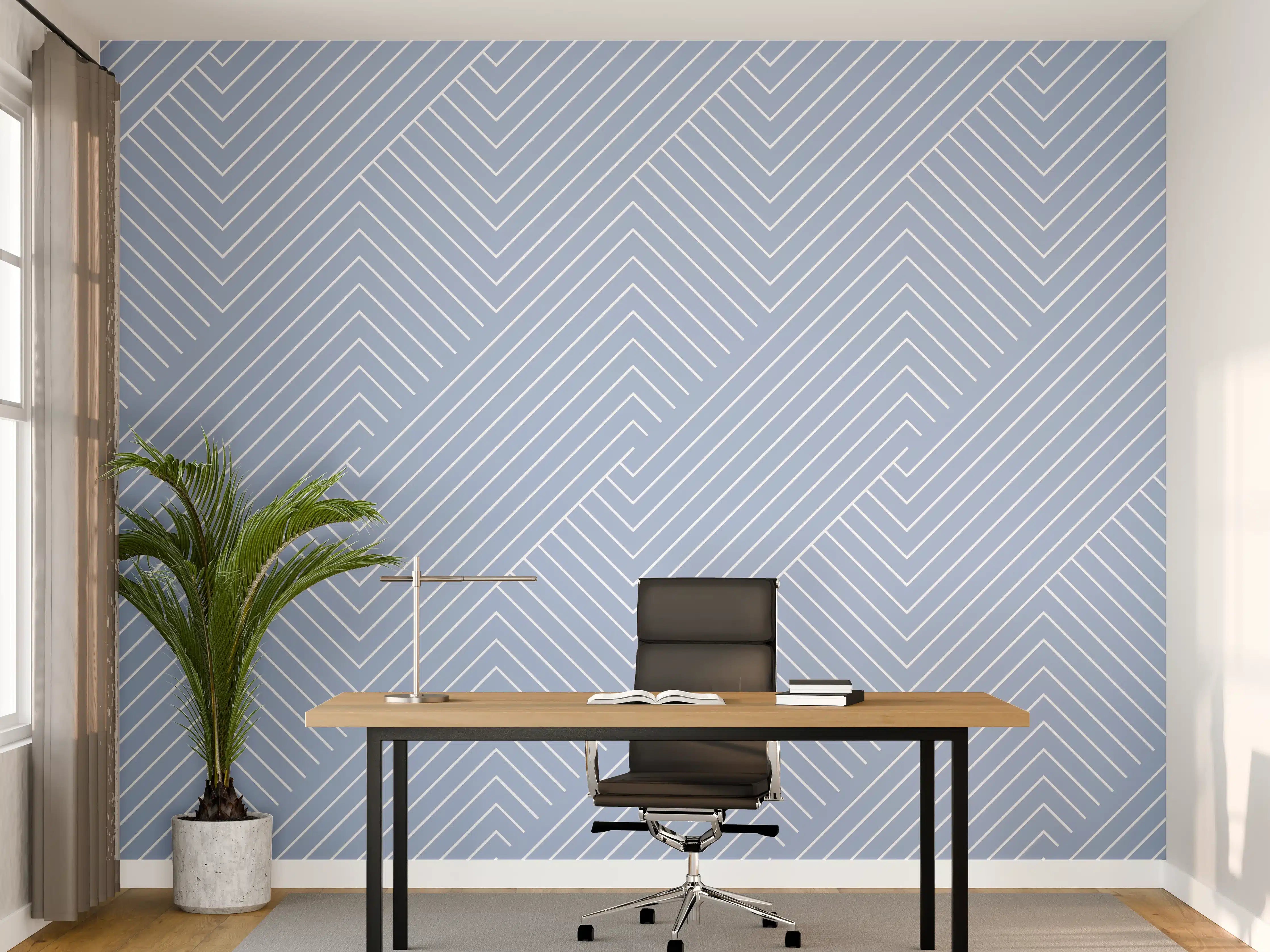 Büro Wandgestaltung - Himmelblaue Intreccio-Mustertechnik