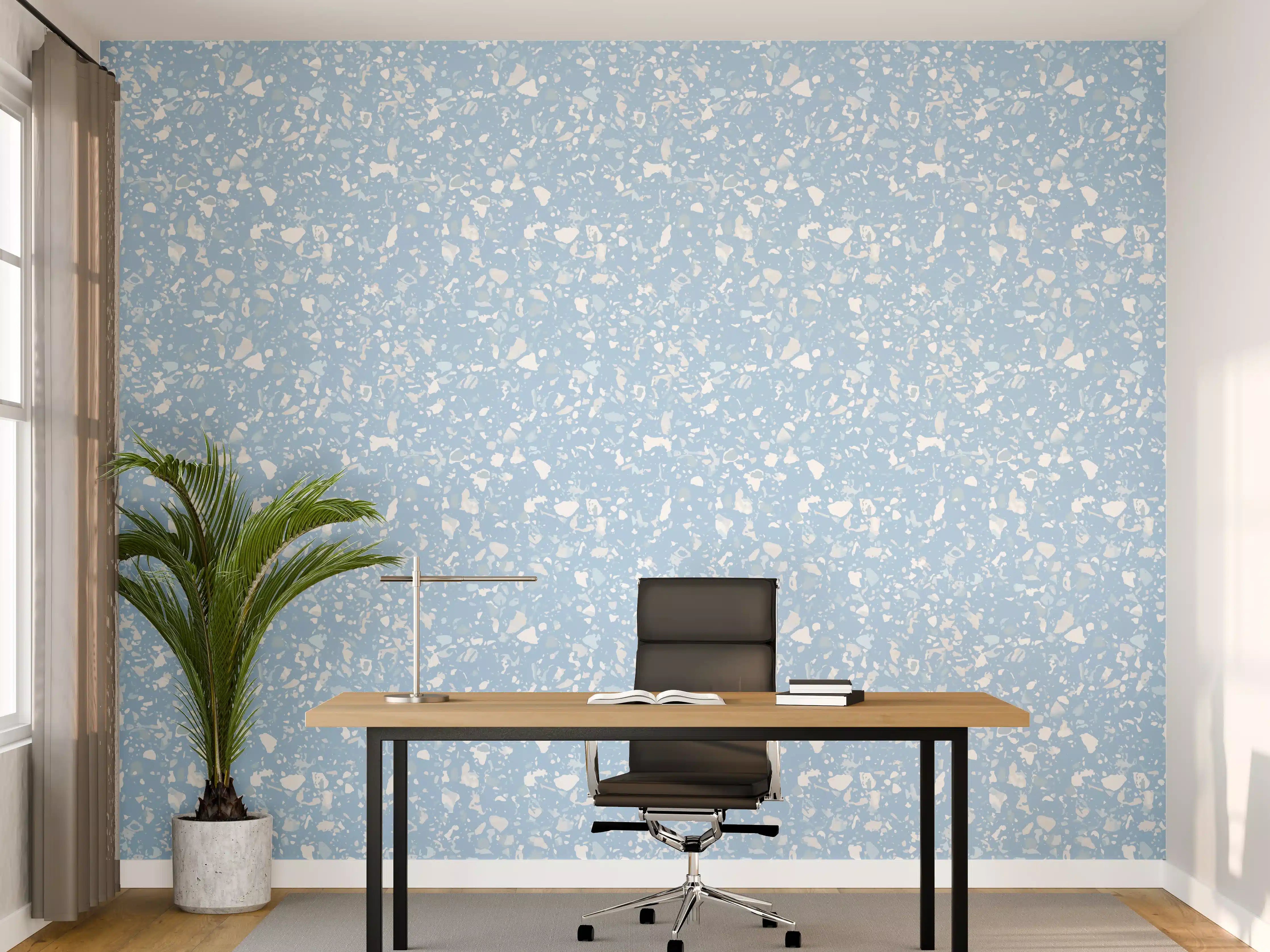 Büro Wandgestaltung - Himmelblauer Terrazzo-Boden