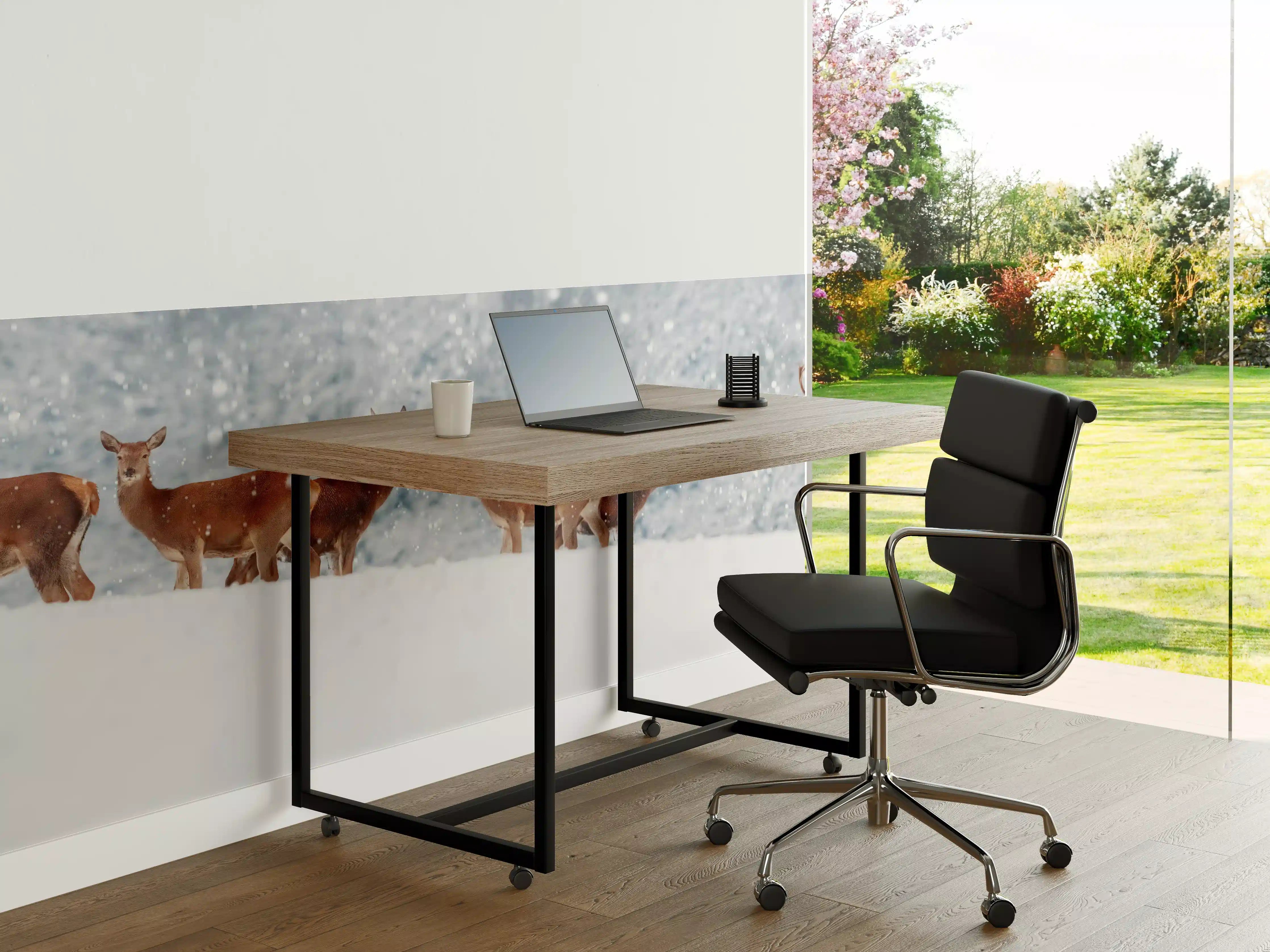 Büro Wandgestaltung - Hirsche im weißen Winterpanorama