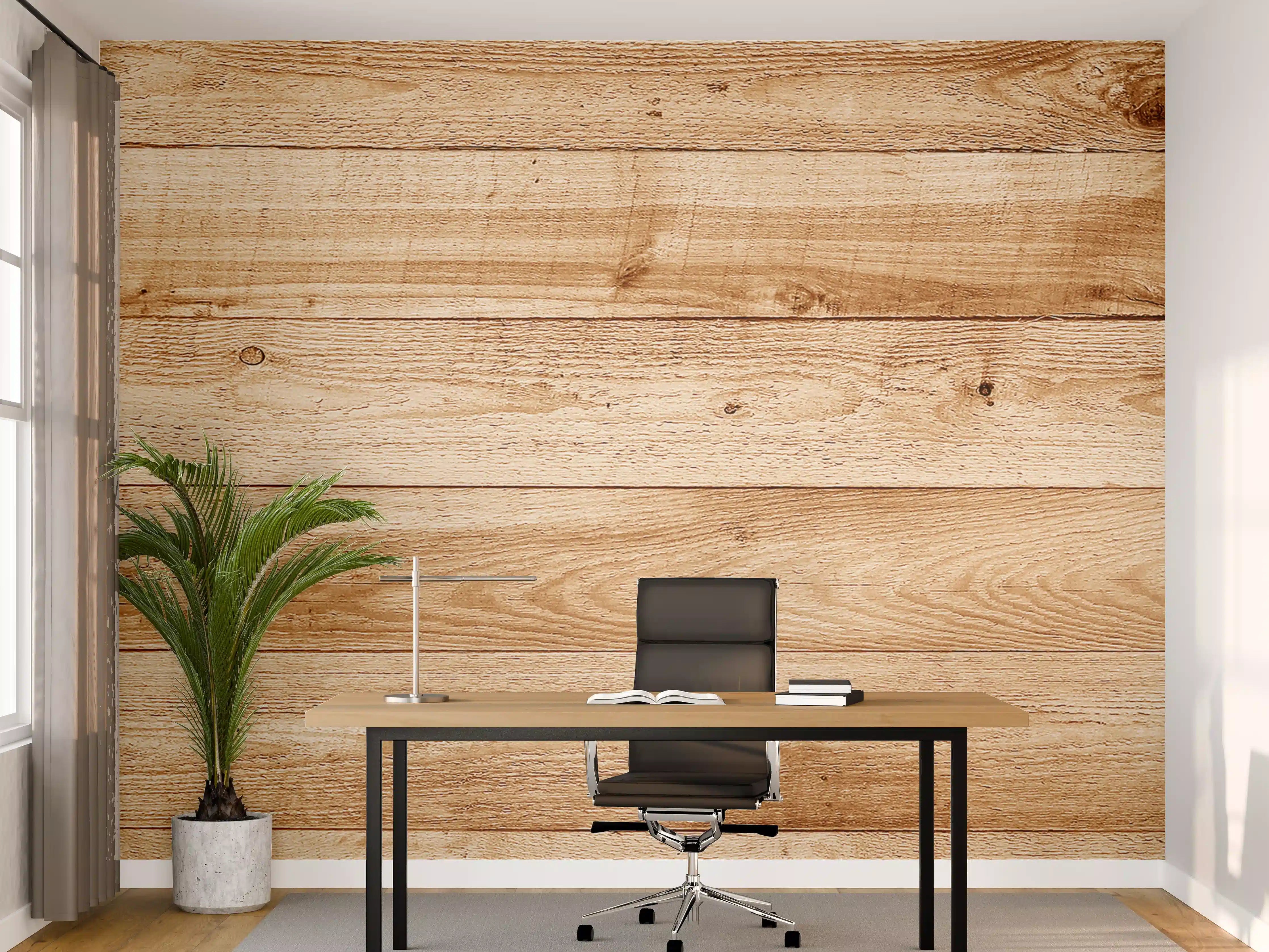 Büro Wandgestaltung - Hölzernes Tisch-Design mit Naturdetails