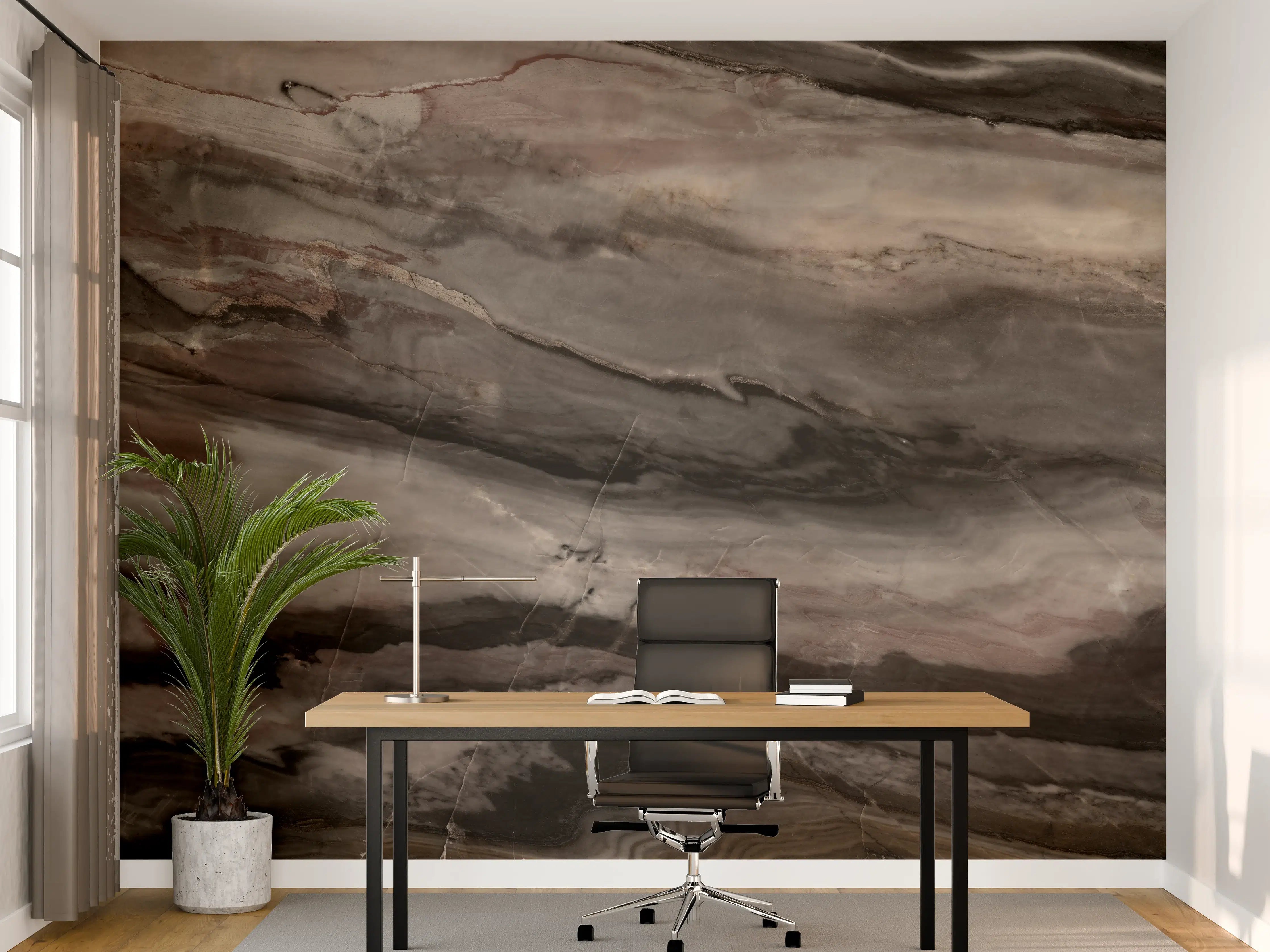 Büro Wandgestaltung - Holz-Marmor Textur