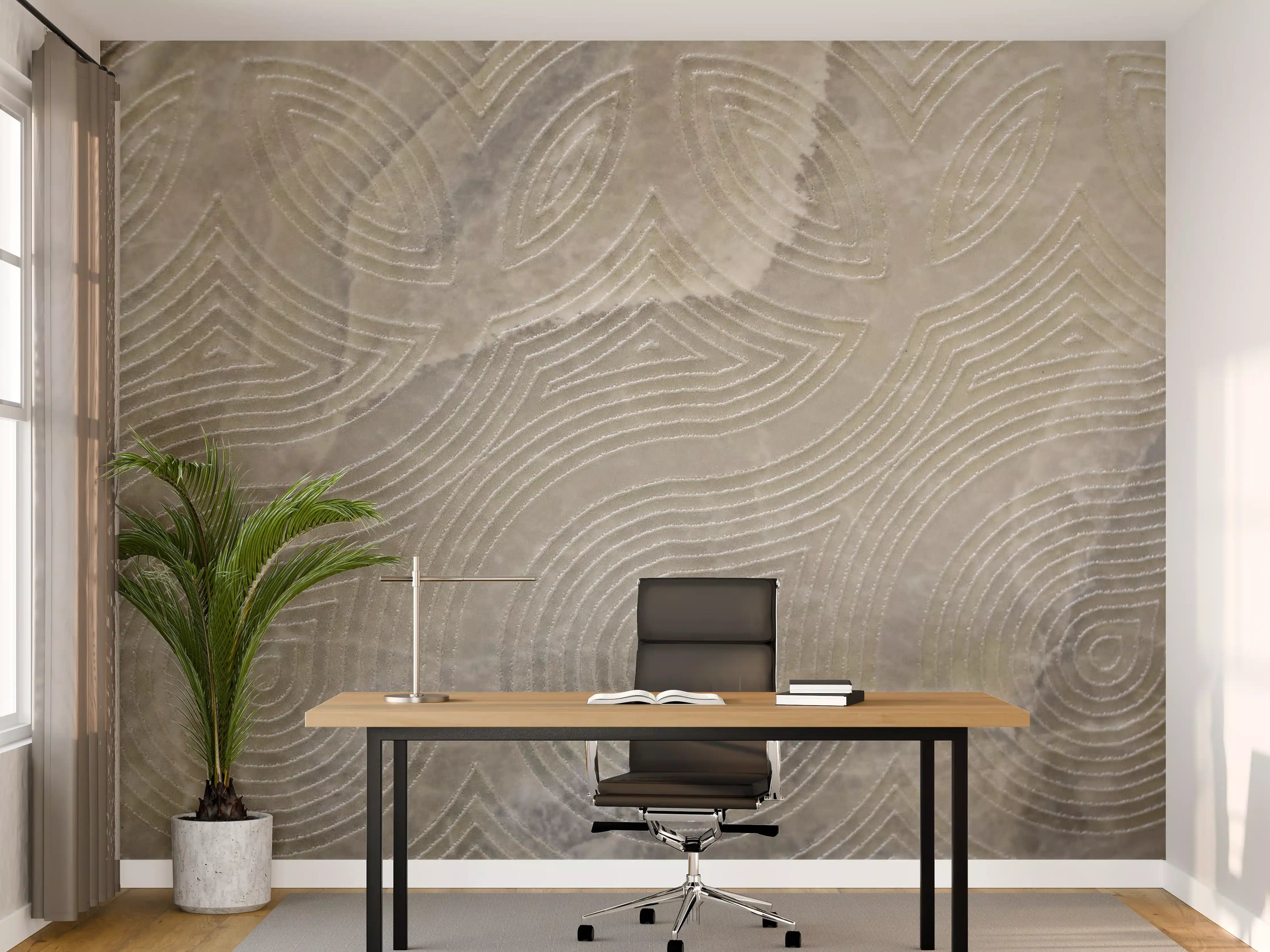 Büro Wandgestaltung - Holzmaserung mit Rillenstruktur in Grautönen