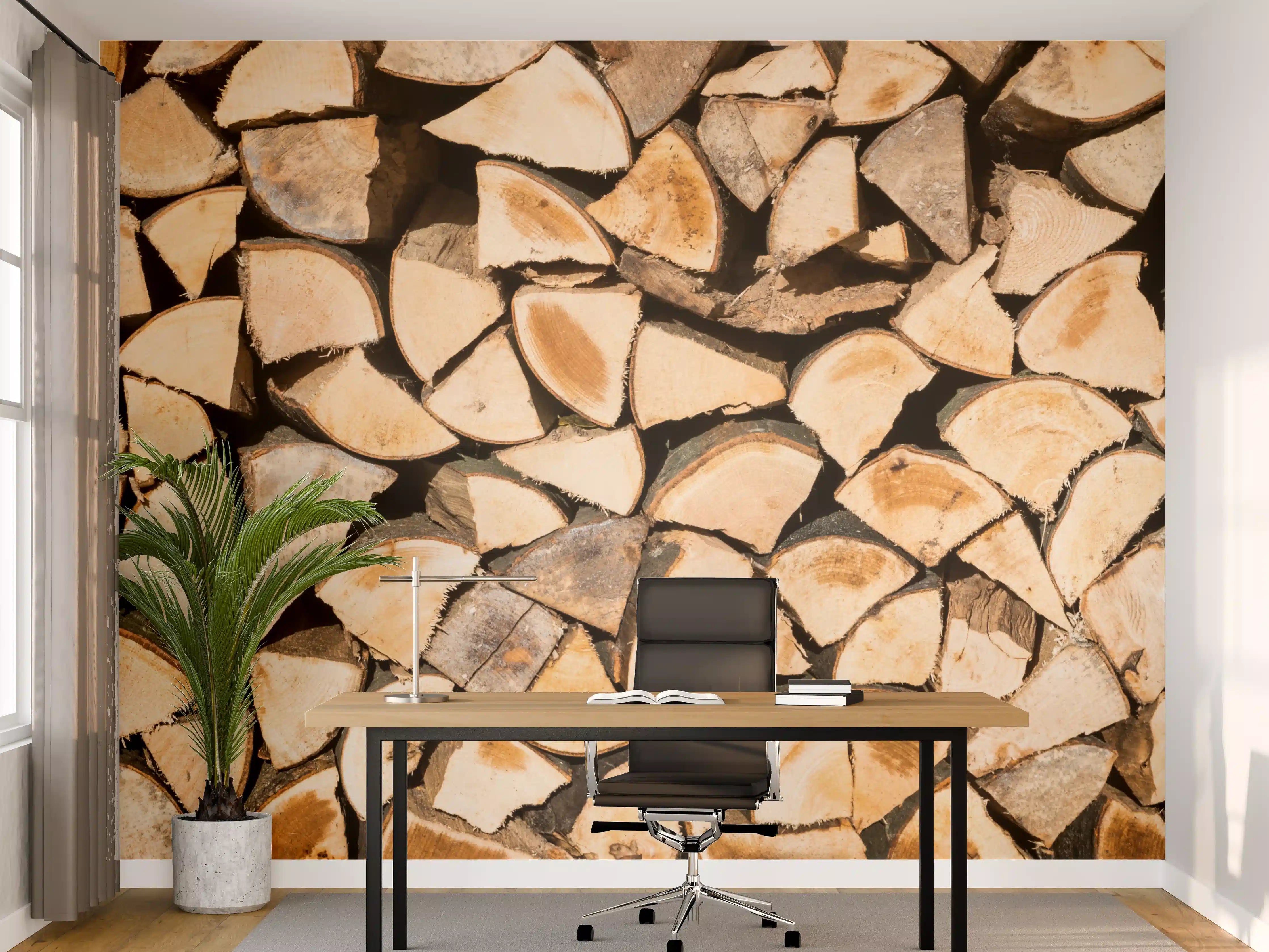 Büro Wandgestaltung - Holzscheite Panorama