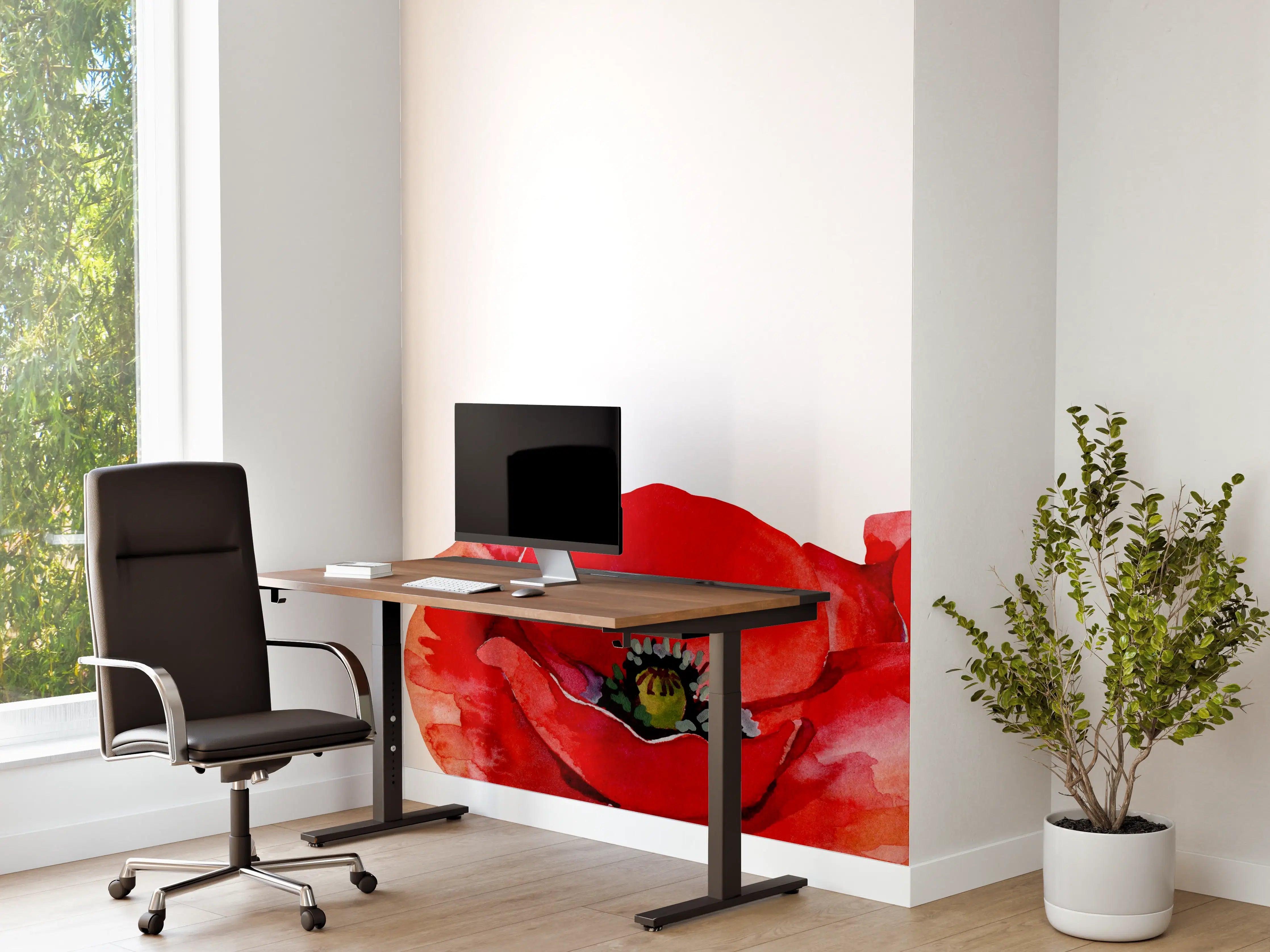 Büro Wandgestaltung - Horizontale scharlachroten Mohnblumen