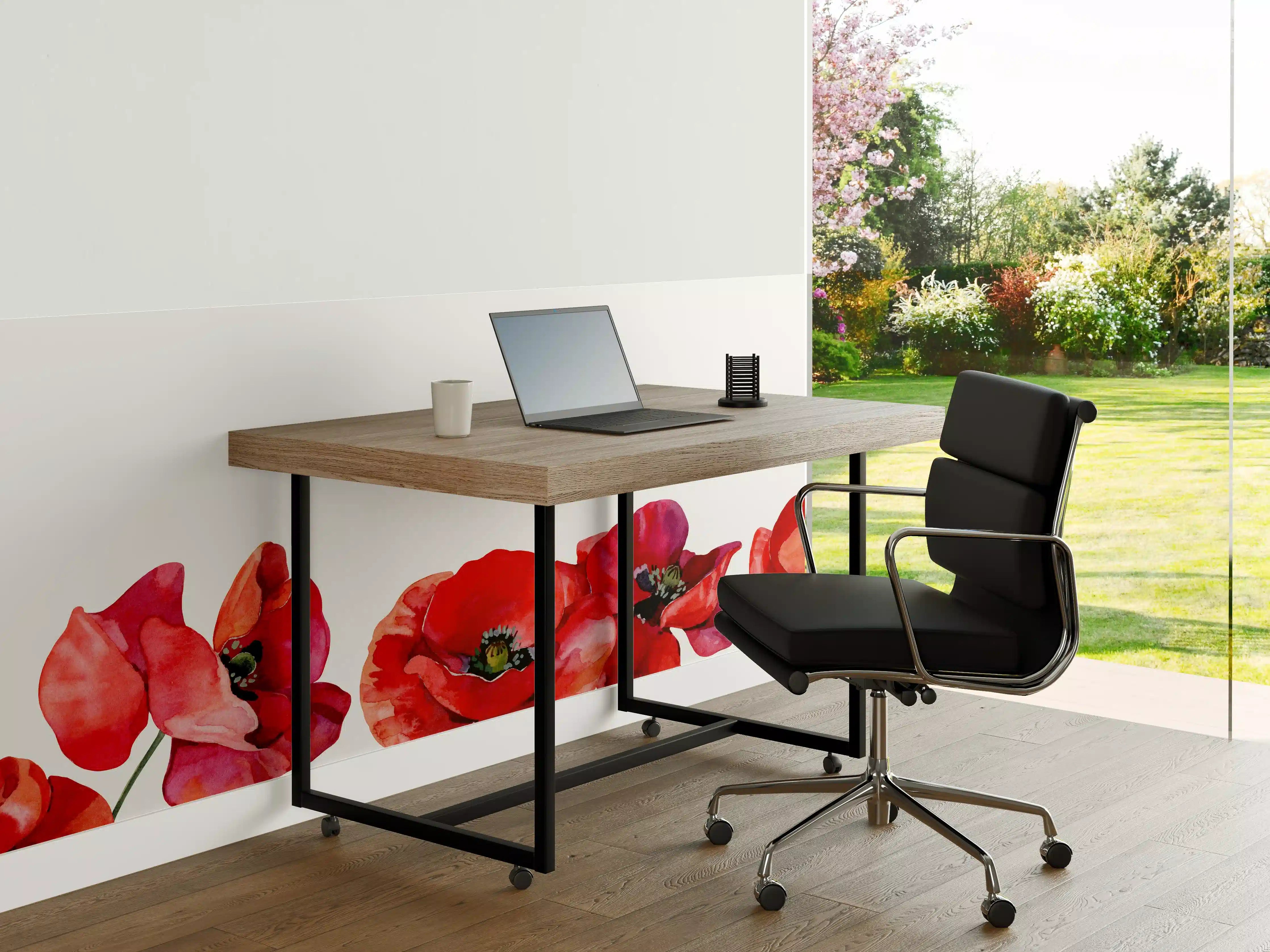 Büro Wandgestaltung - Horizontale scharlachroten Mohnblumen