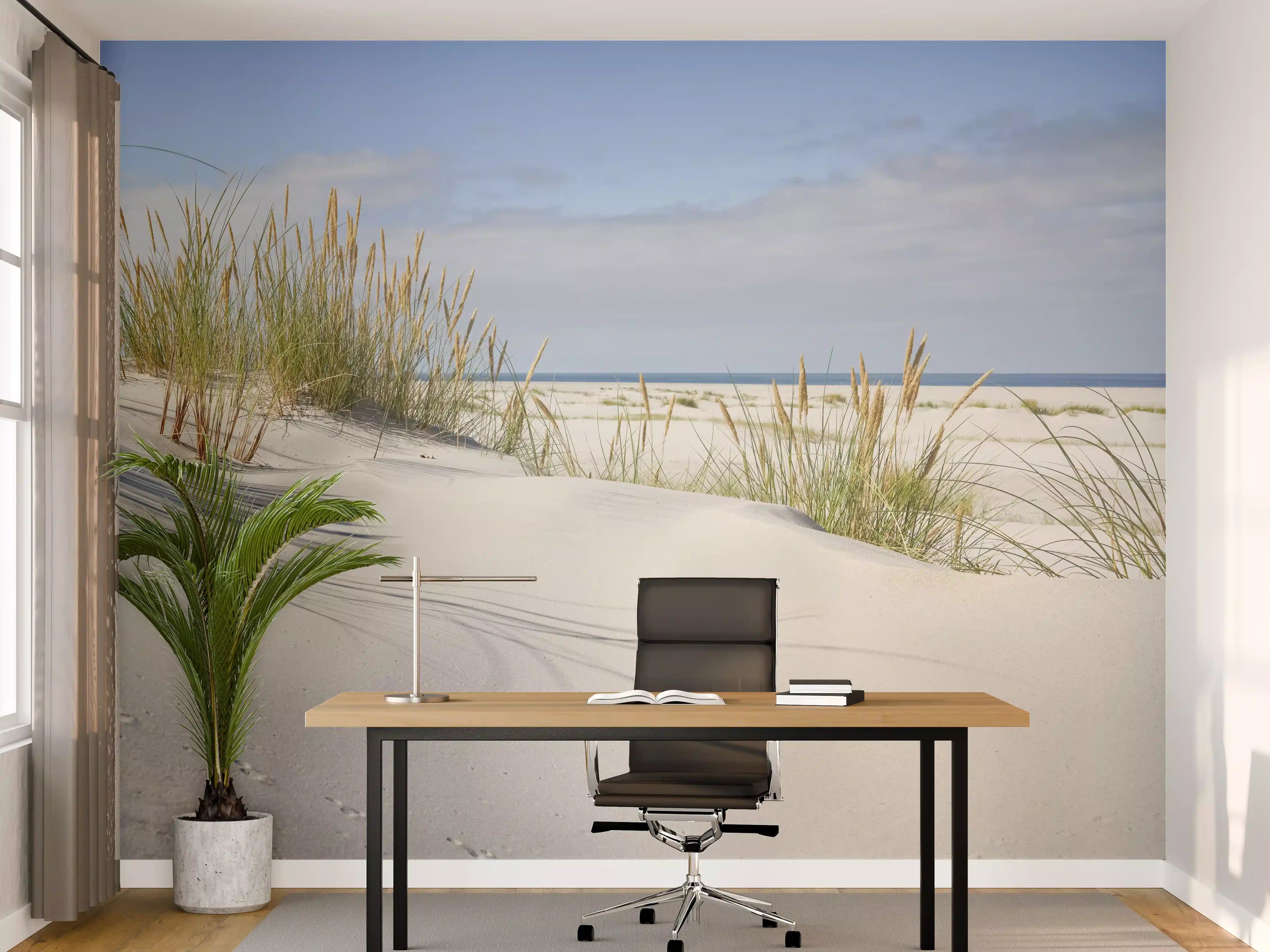 Büro Wandgestaltung - Idyllische Dünenlandschaft mit Meerblick