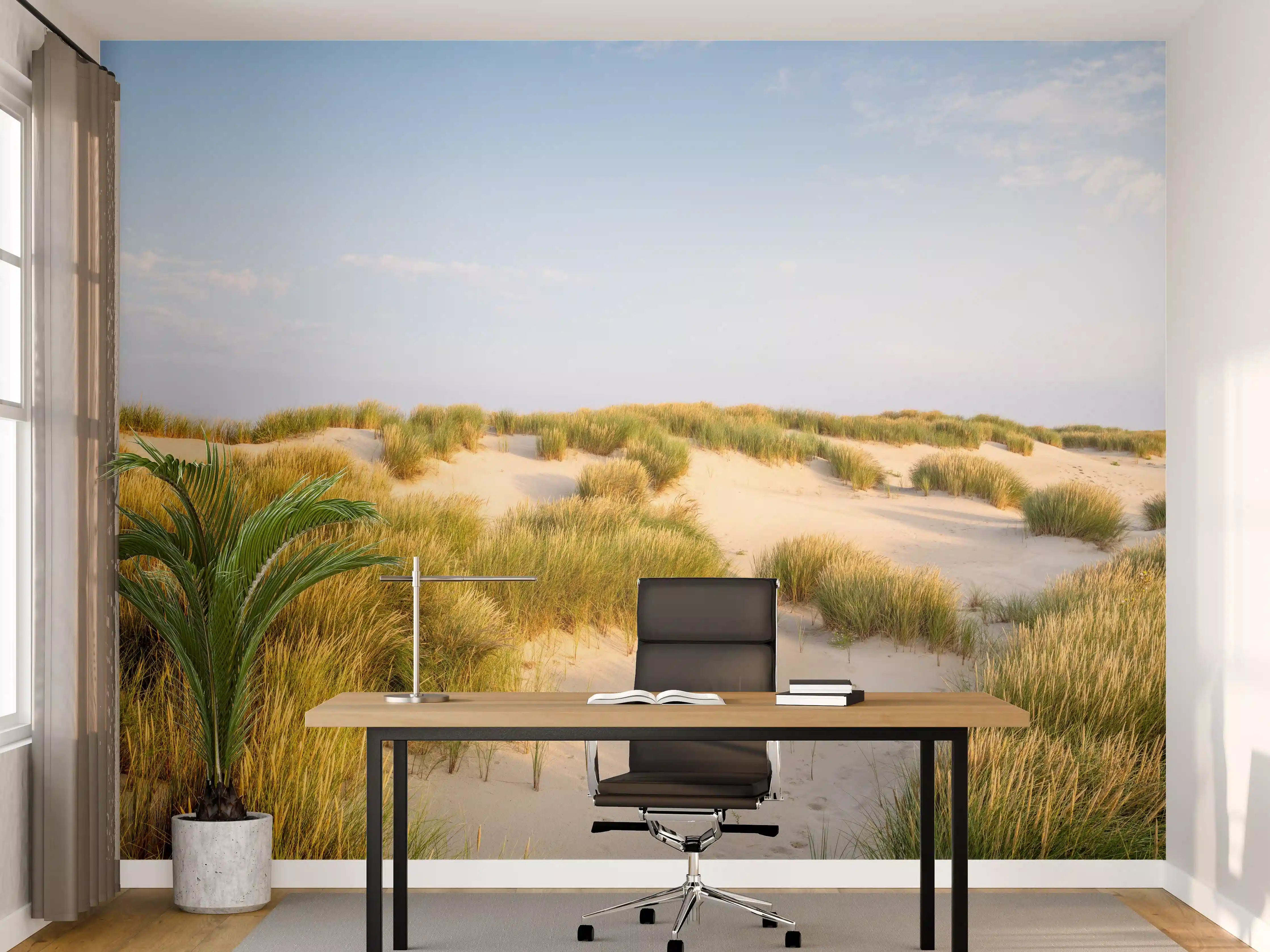Büro Wandgestaltung - Idyllische Dünenlandschaft mit goldenem Gras