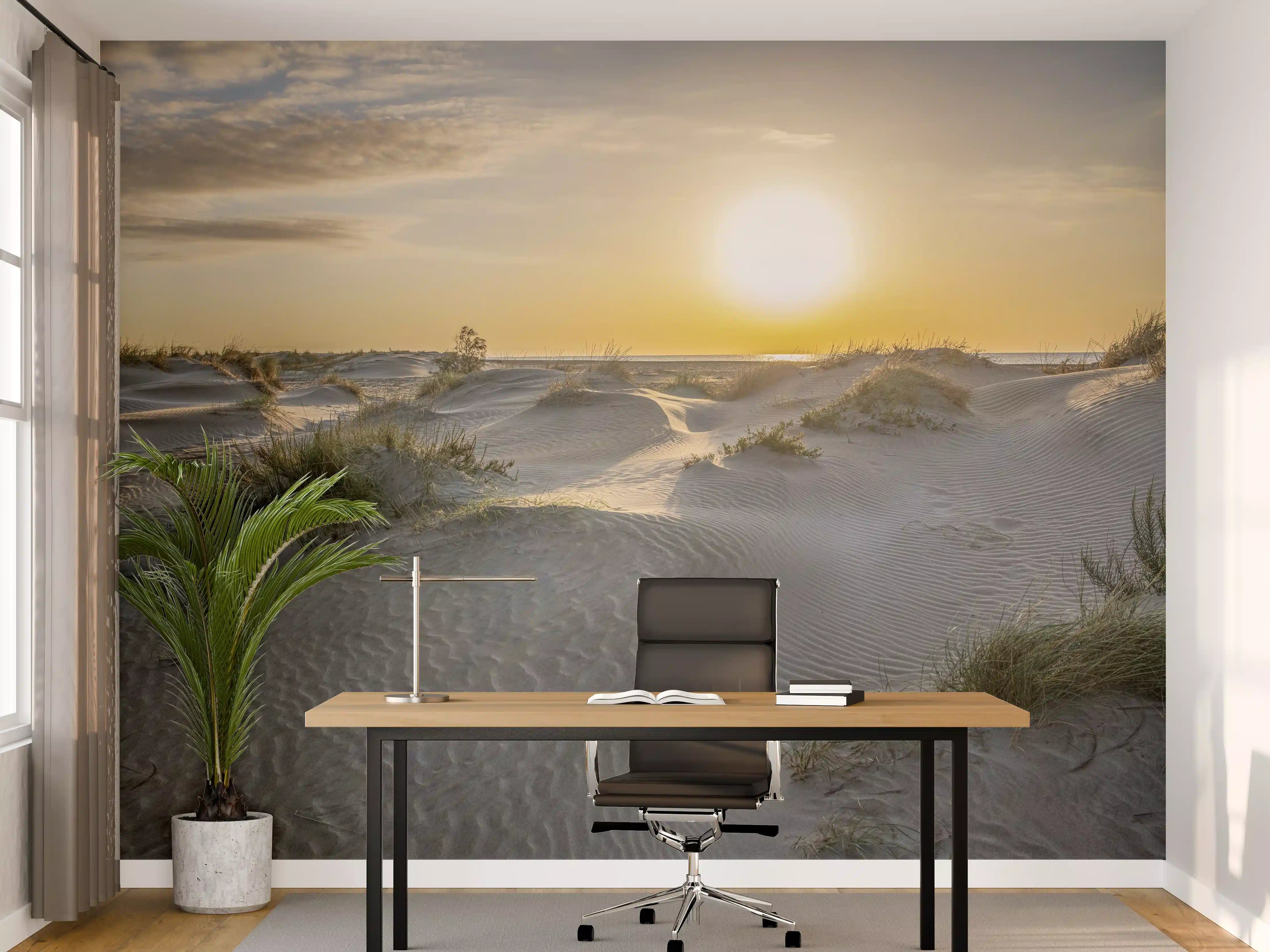 Büro Wandgestaltung - Idyllische Küstenlandschaft bei Sonnenuntergang