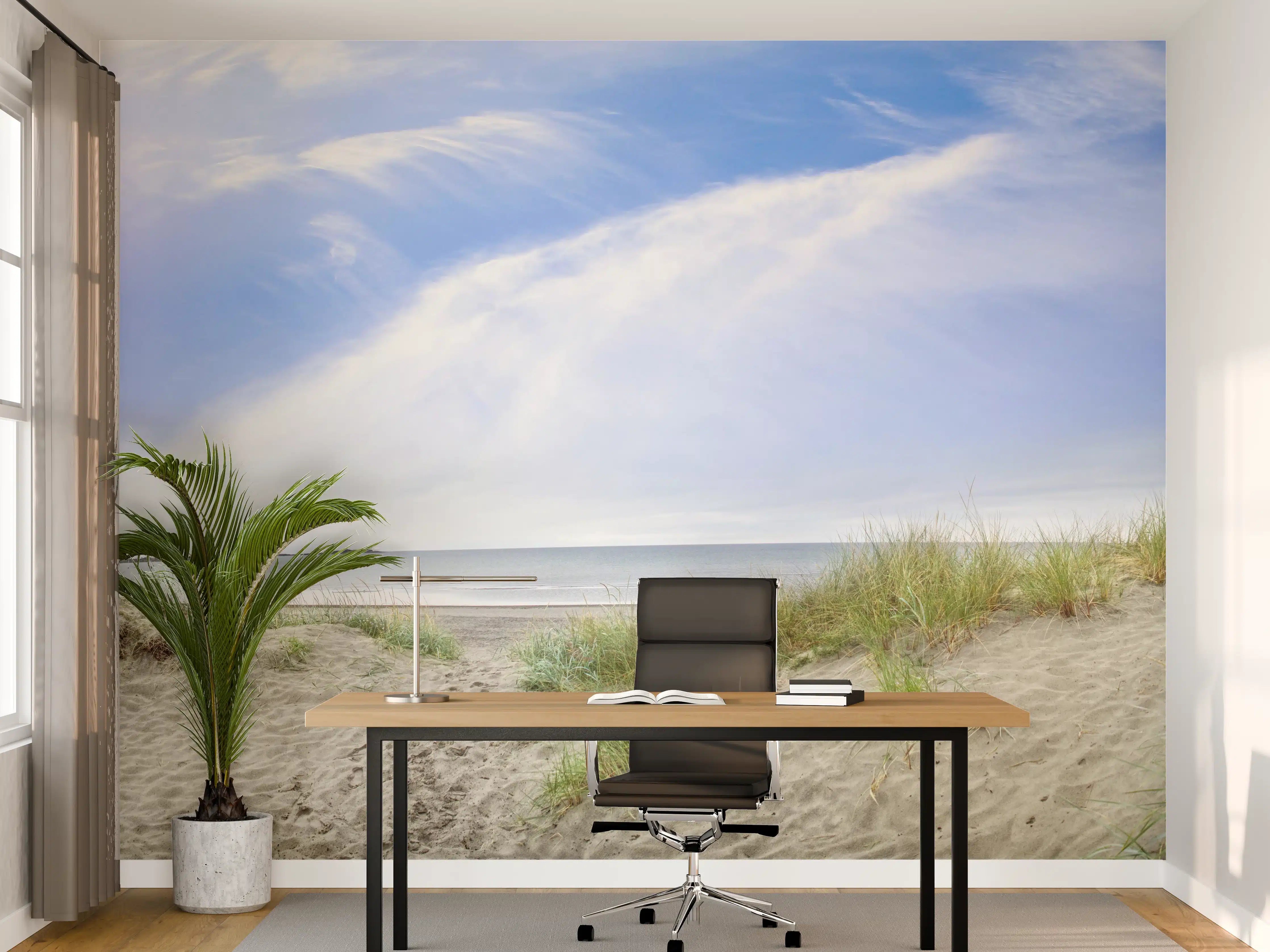 Büro Wandgestaltung - Idyllische Strandlandschaft mit Himmel und Meer