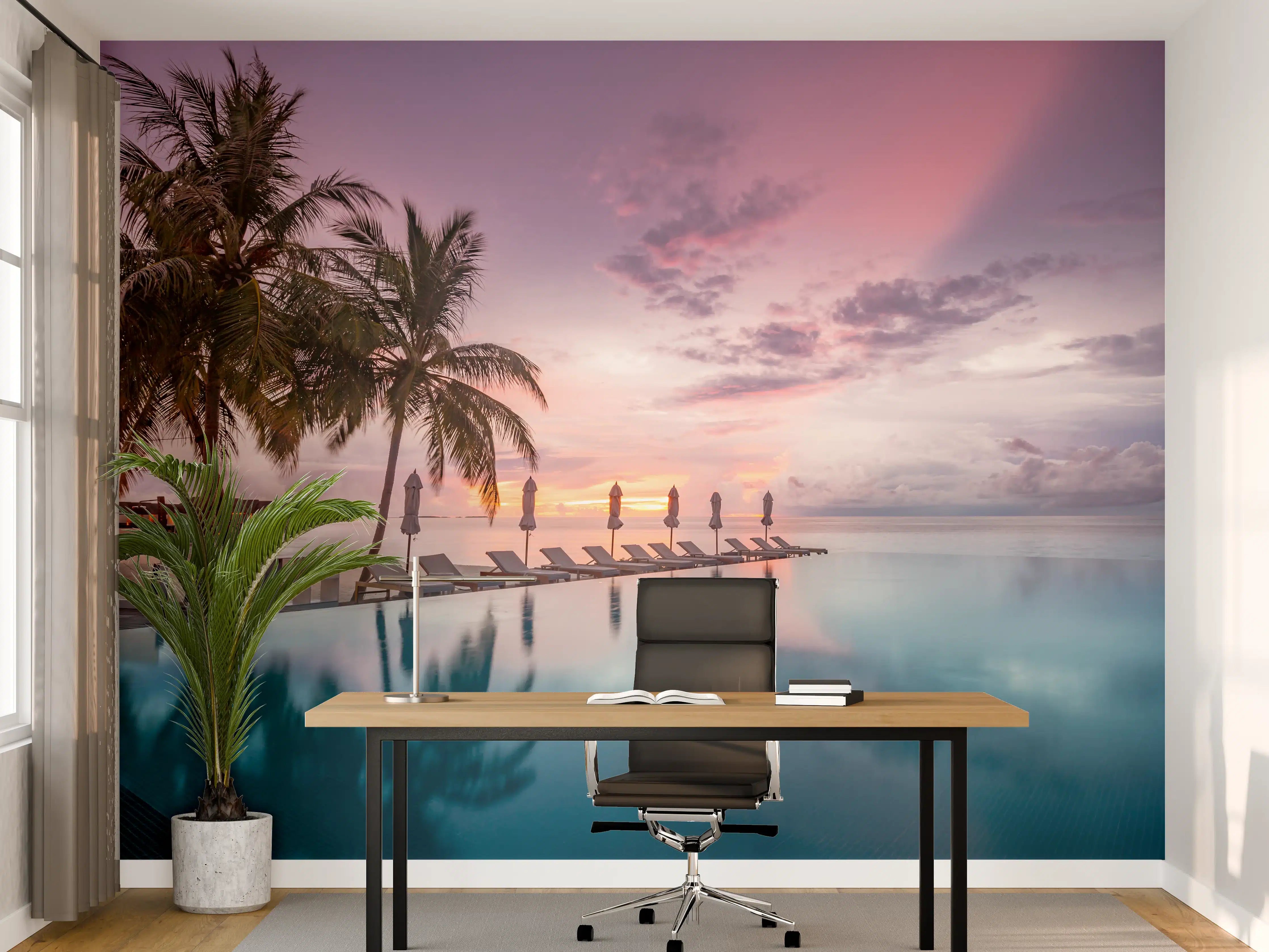 Büro Wandgestaltung - Idyllische bunte Strandszene - Karibik