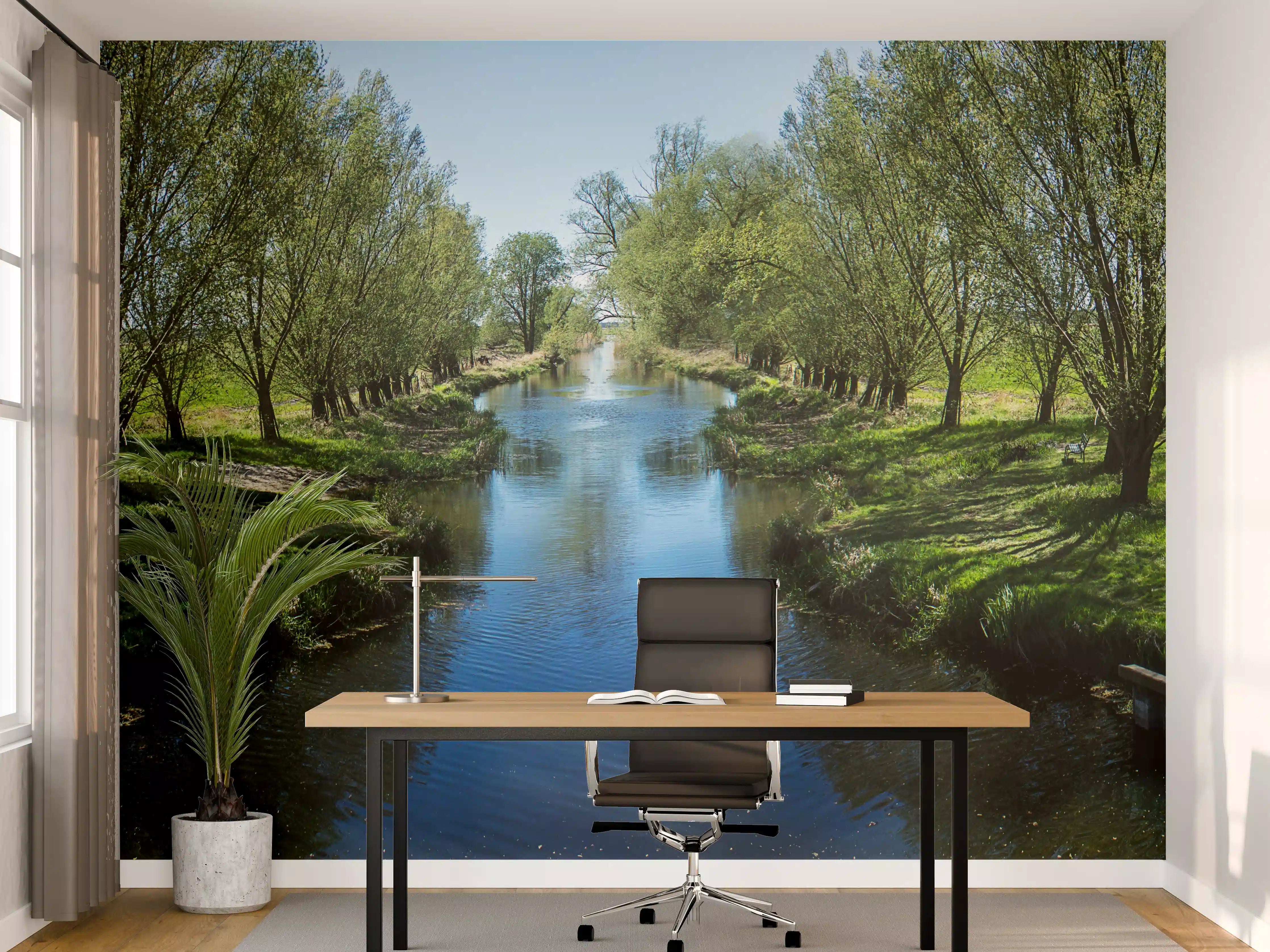 Büro Wandgestaltung - Idyllischer Fluss in Sachsen-Anhalt