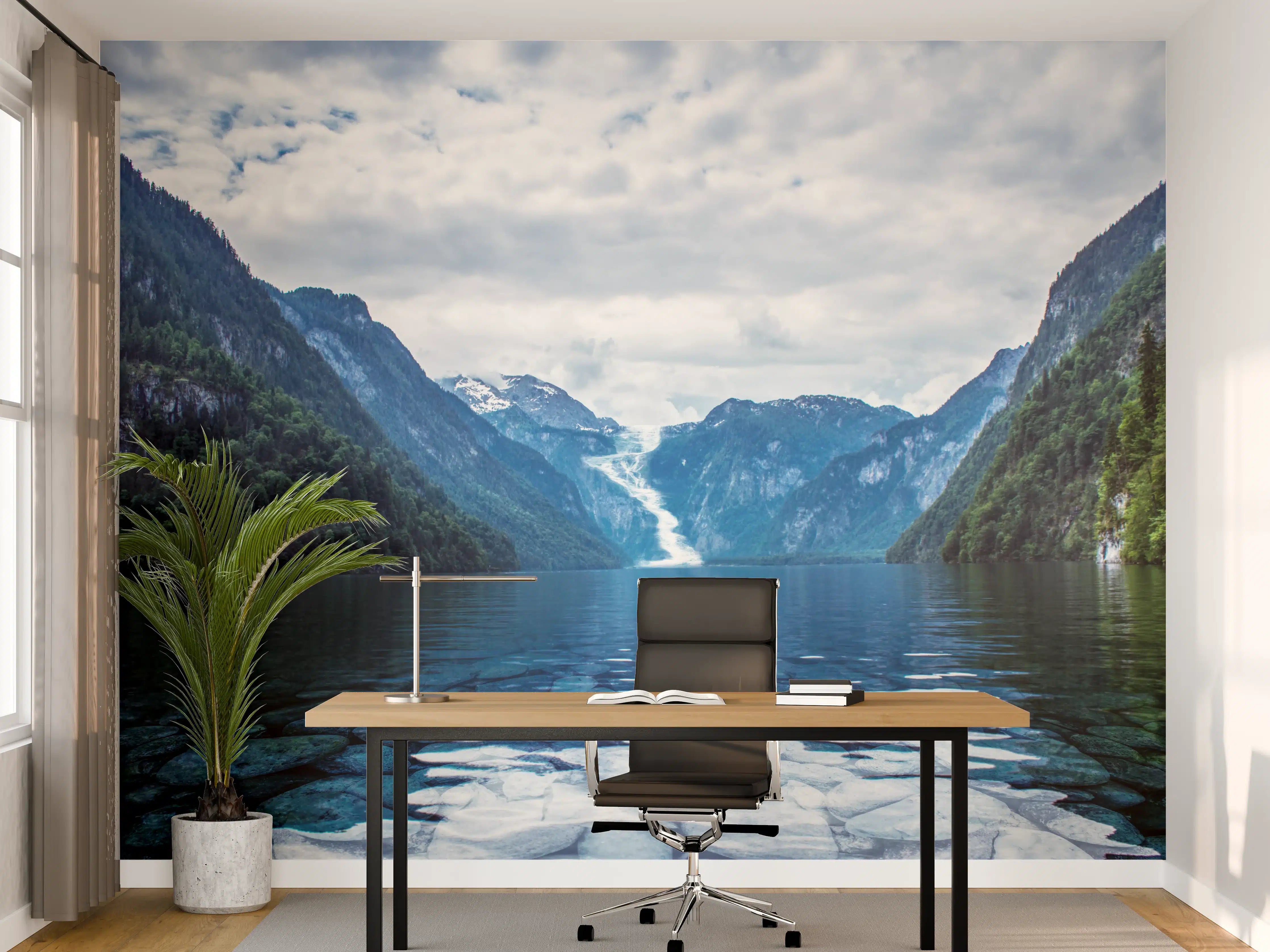 Büro Wandgestaltung - Idyllischer See in den Bergen 