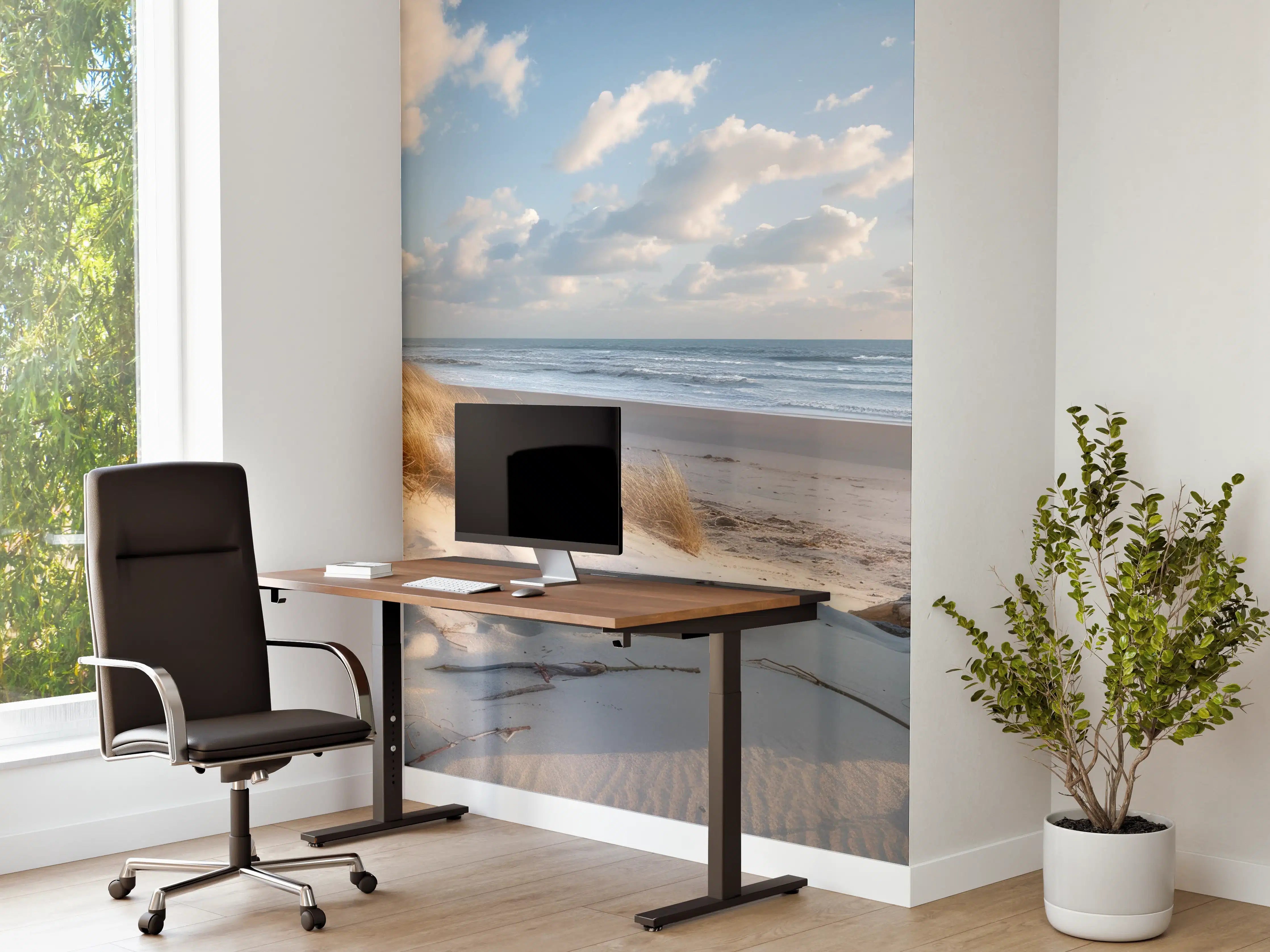 Büro Wandgestaltung - Idyllischer Strand mit Grautönen
