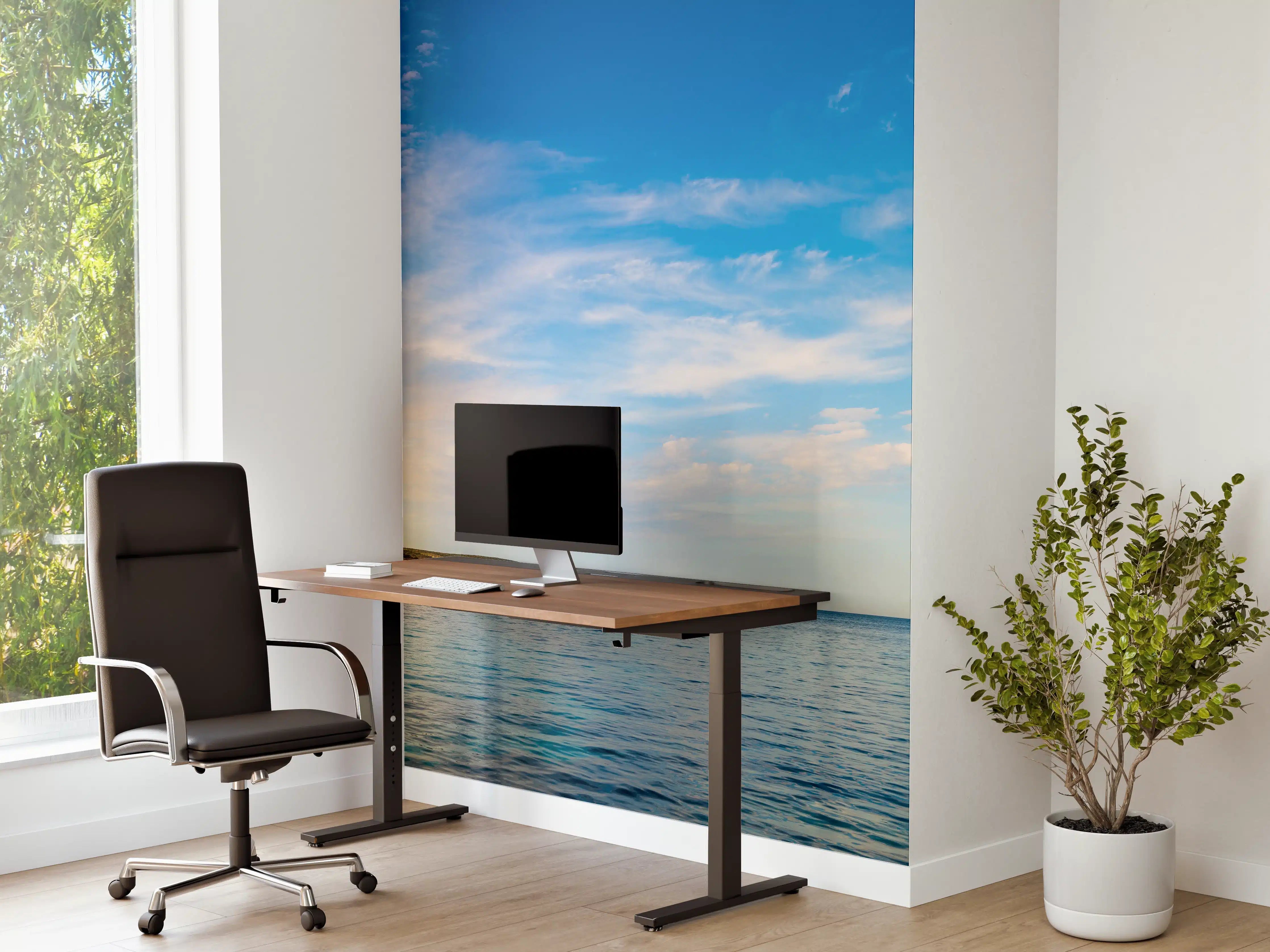 Büro Wandgestaltung - Idyllischer blauer Meereshorizont mit Wolken