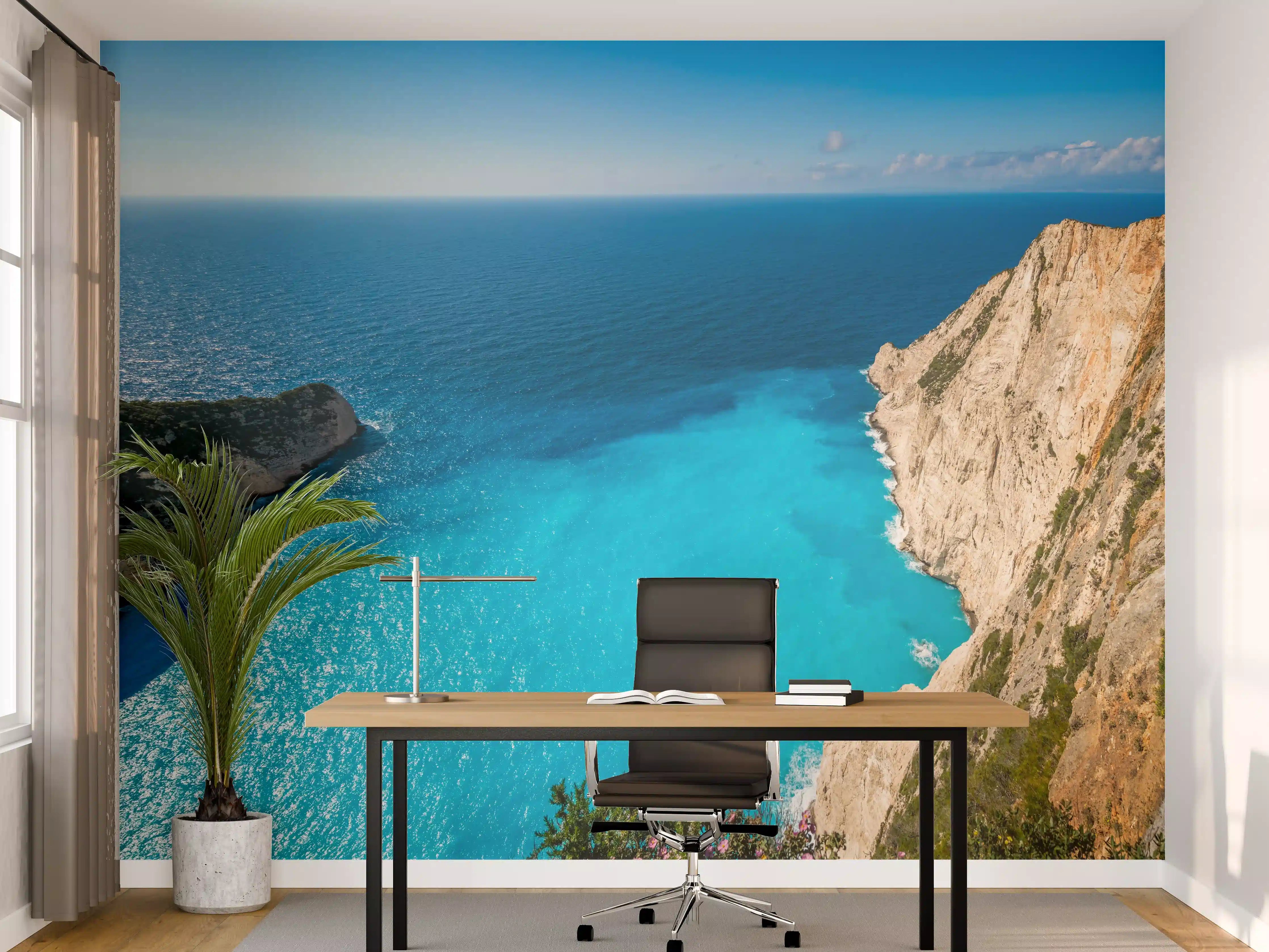 Büro Wandgestaltung - Idyllisches Türkisblaues Küstenpanorama