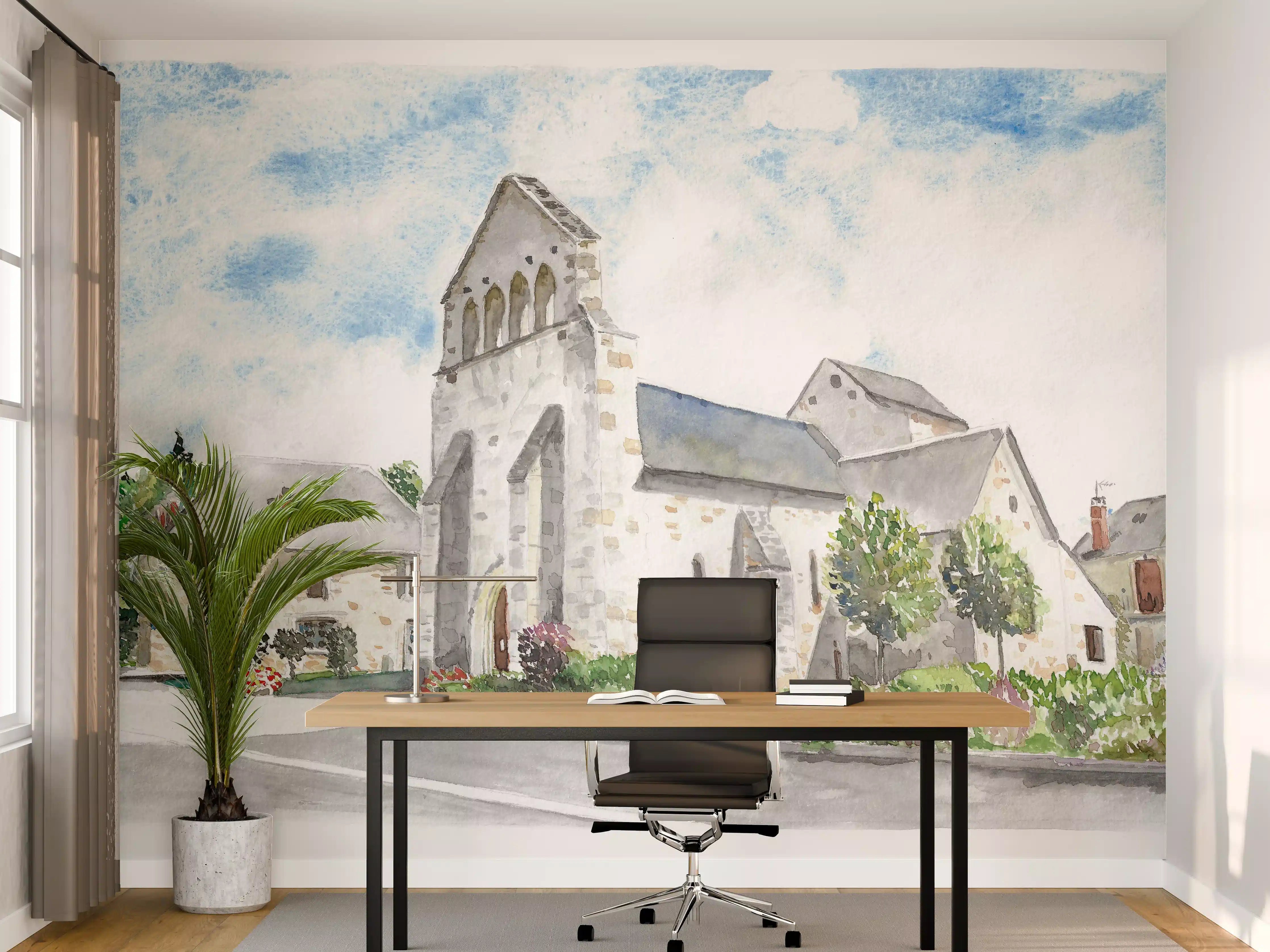 Büro Wandgestaltung - Idyllisches französisches Dorf